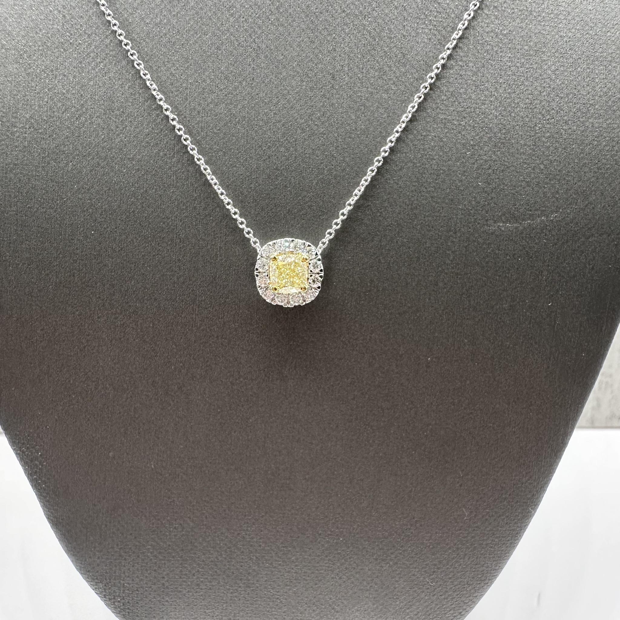Natural Yellow Diamond Pendant Necklace 14K Gold 0.67ctw Adjustable 16 to 18in