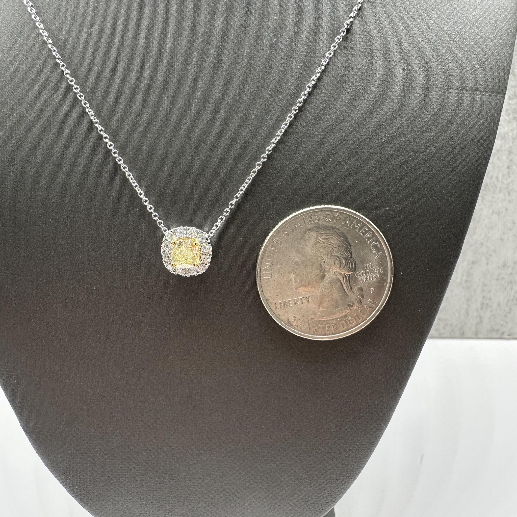 Natural Yellow Diamond Pendant Necklace 14K Gold 0.67ctw Adjustable 16 to 18in