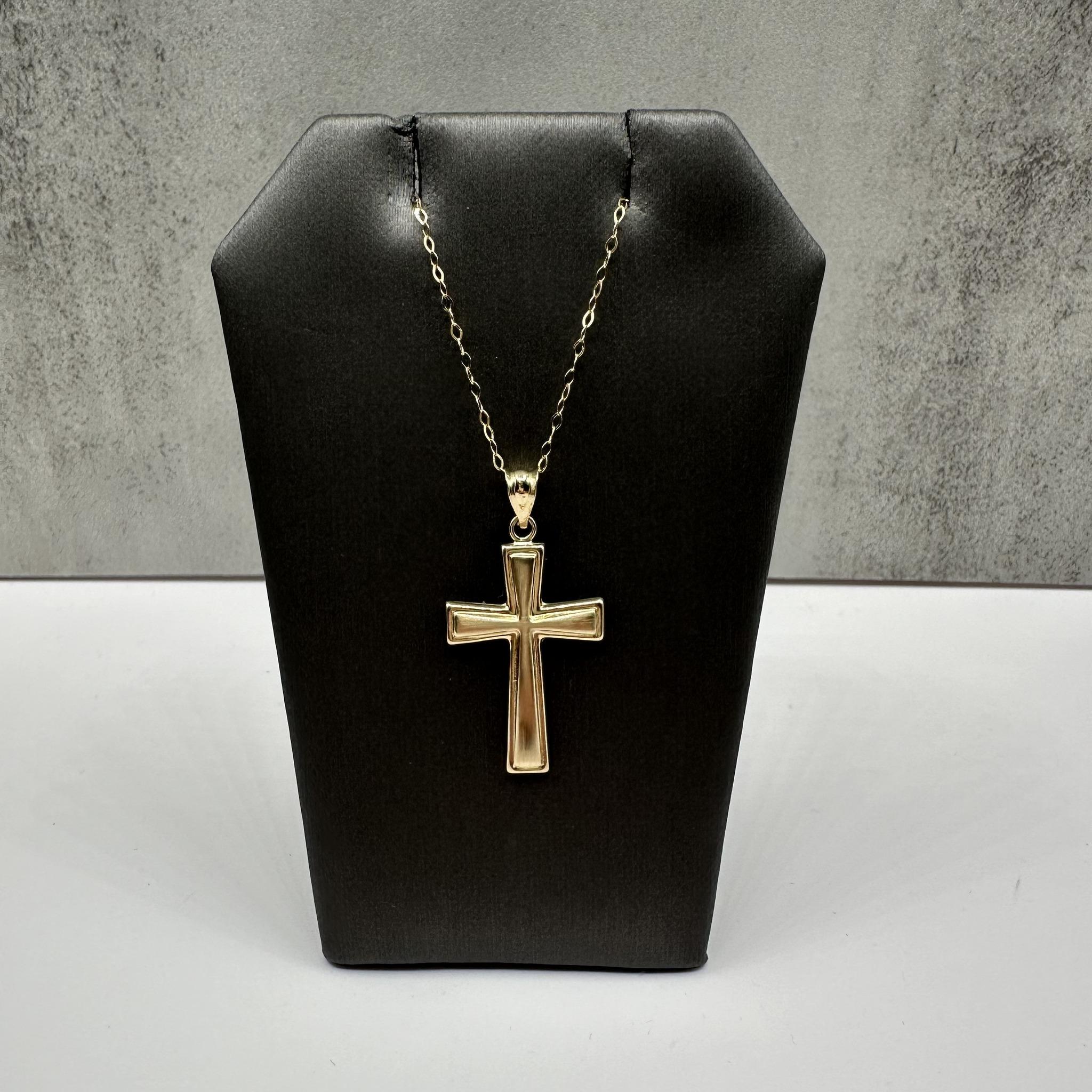 Cross Necklace in 14kt Yellow Gold - 16", 1.5g, Spring Ring Clasp, New Condition