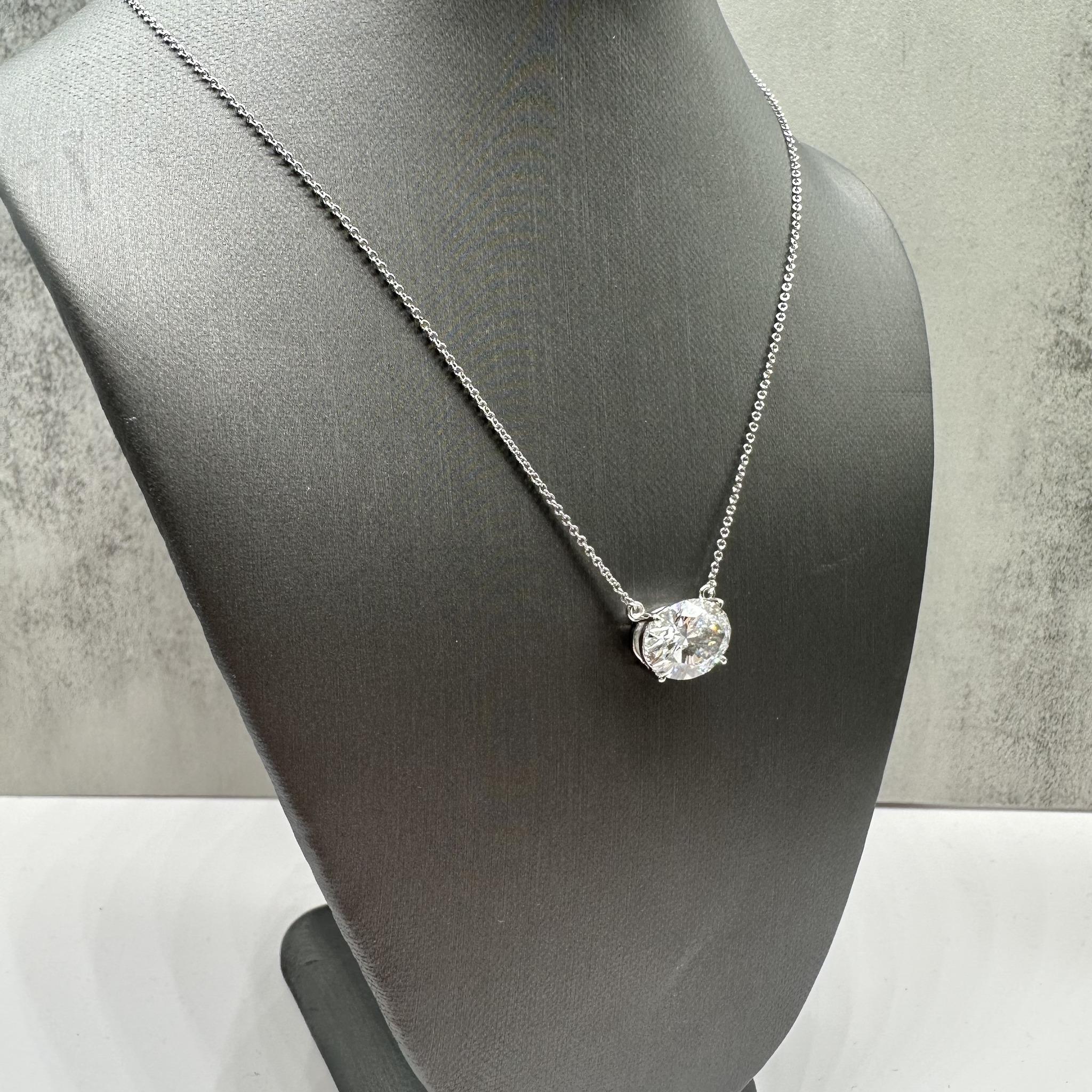 Oval Lab Grown Diamond East West Necklace 14K White Gold 3.90ct F VS1 IGI