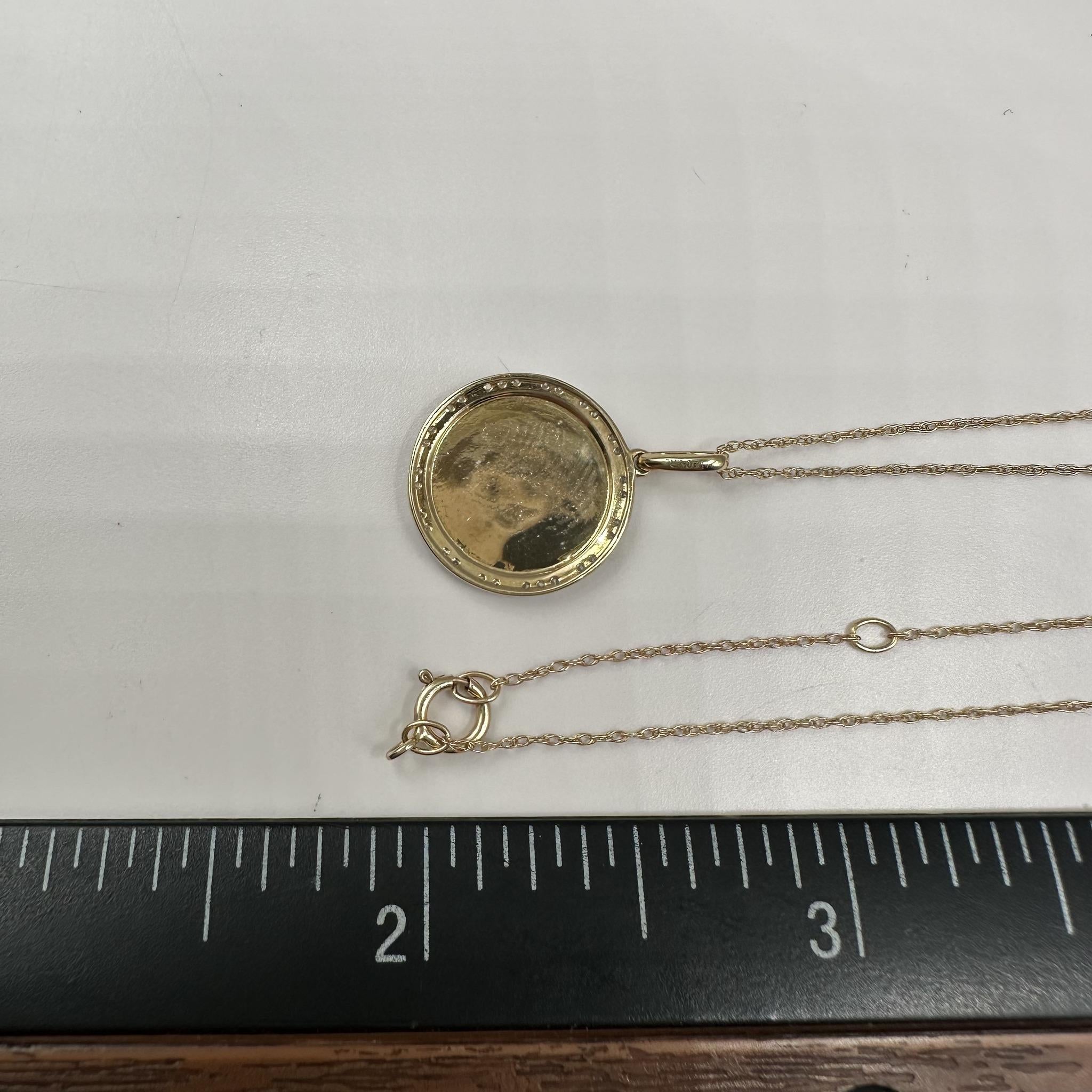 Diamond Disc Necklace "Nana" in 10kt Yellow Gold - 0.10ctw, Adjustable, New