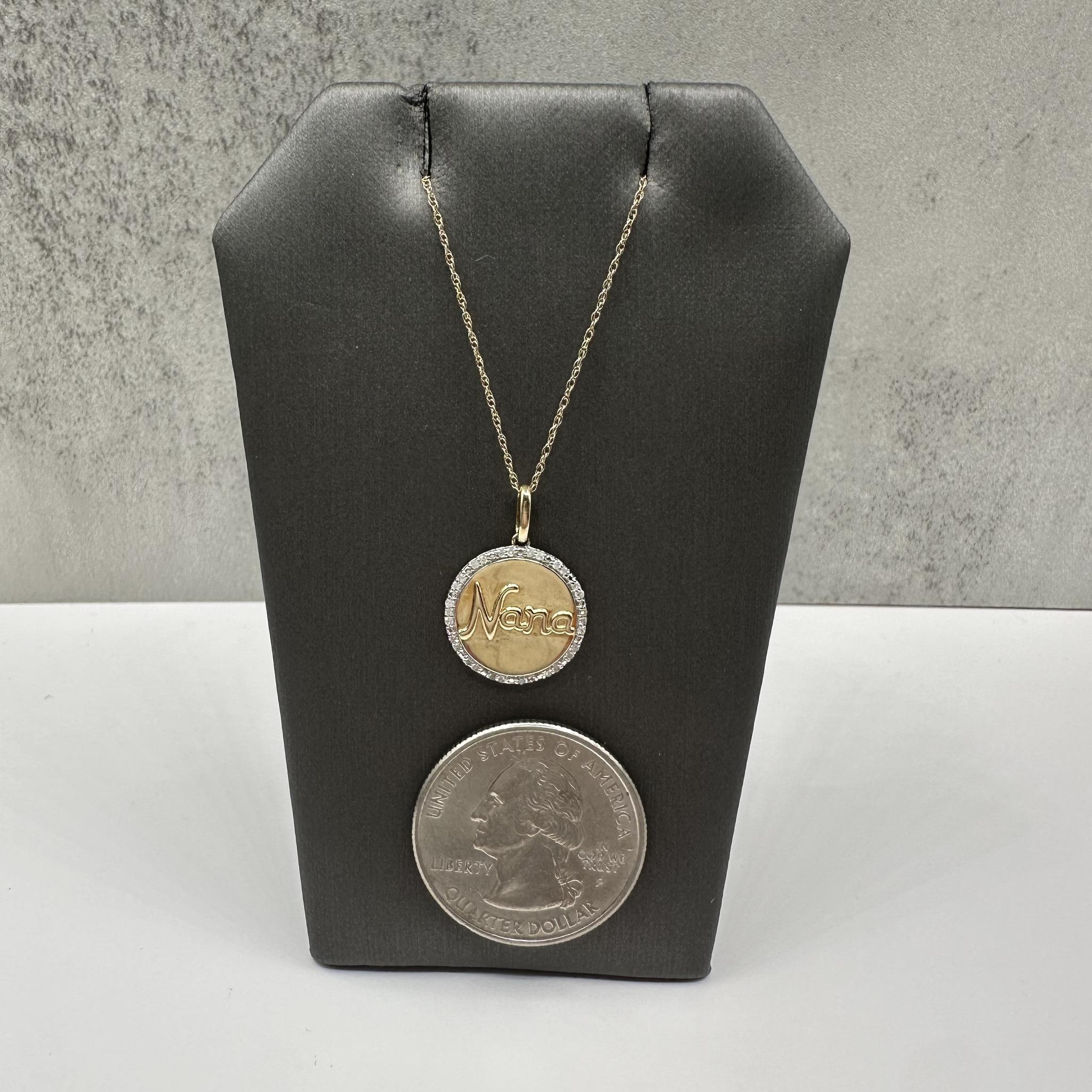 Diamond Disc Necklace "Nana" in 10kt Yellow Gold - 0.10ctw, Adjustable, New