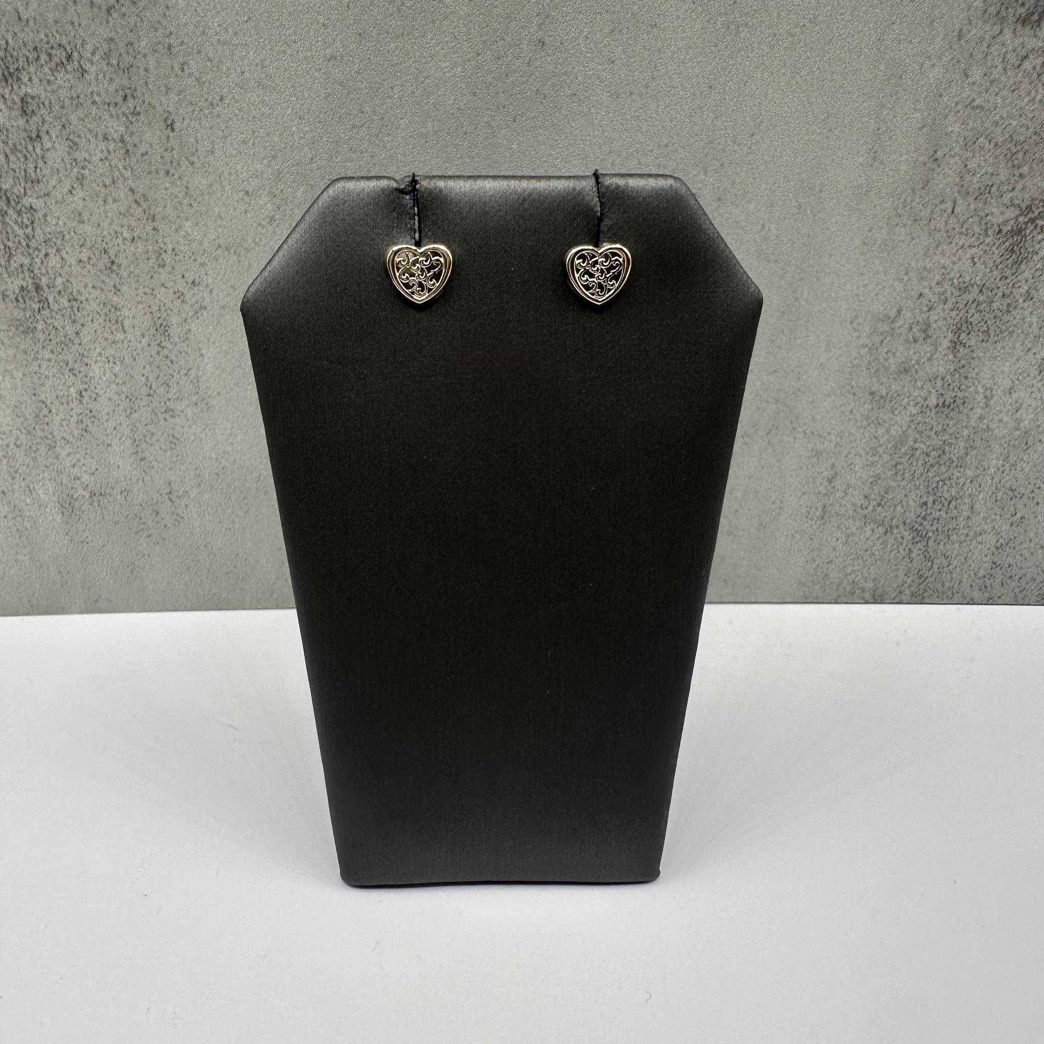 14K Yellow Gold Heart Earrings Kids Threaded Backs 0.4g New