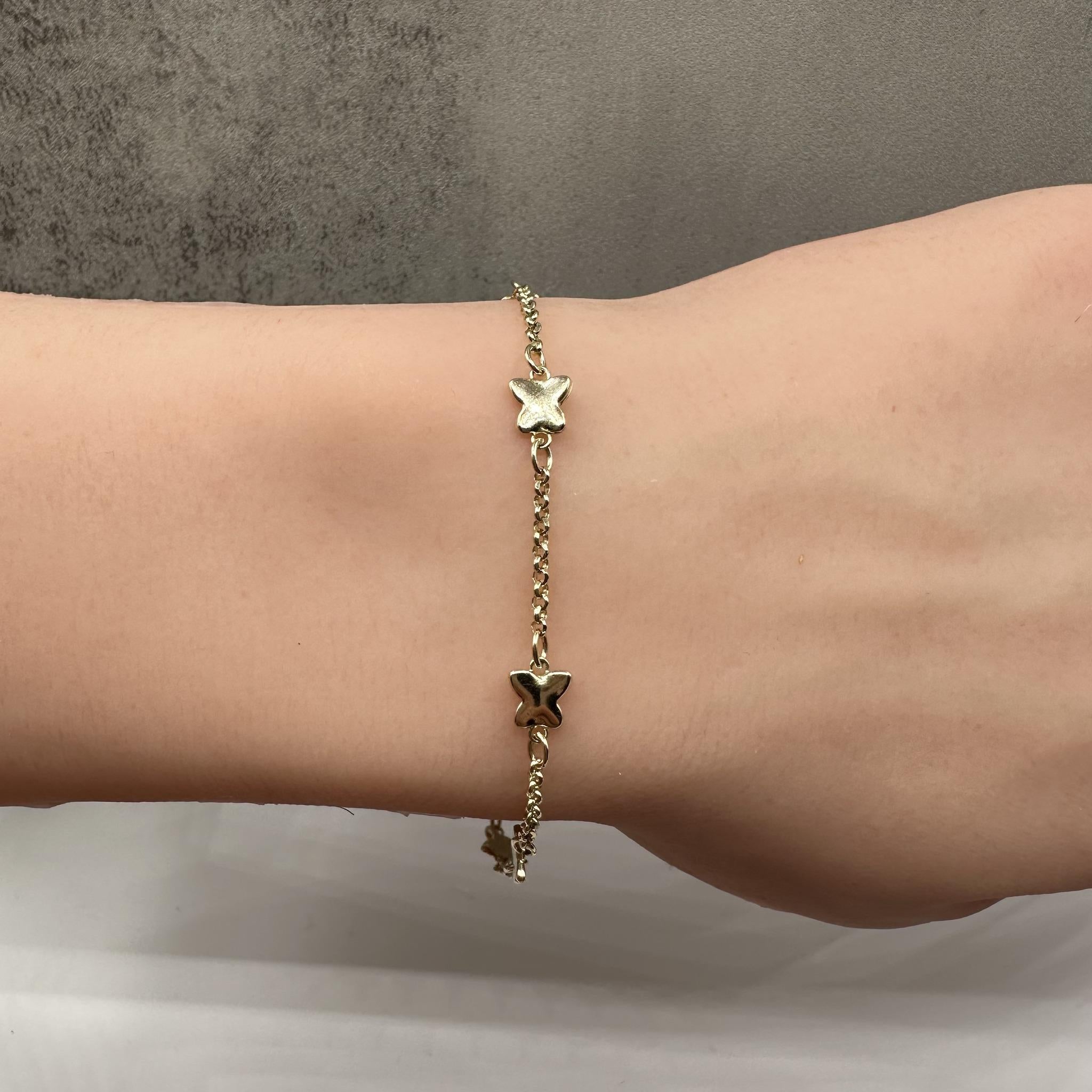 Butterfly Bracelet in 14kt Yellow Gold – Adjustable 6.25–7in, 2.02g, New