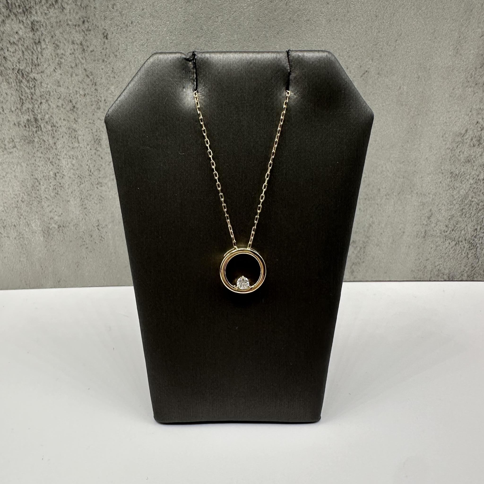 Diamond Circle Necklace in 10kt Yellow Gold – 0.10ctw, 16–18in, New