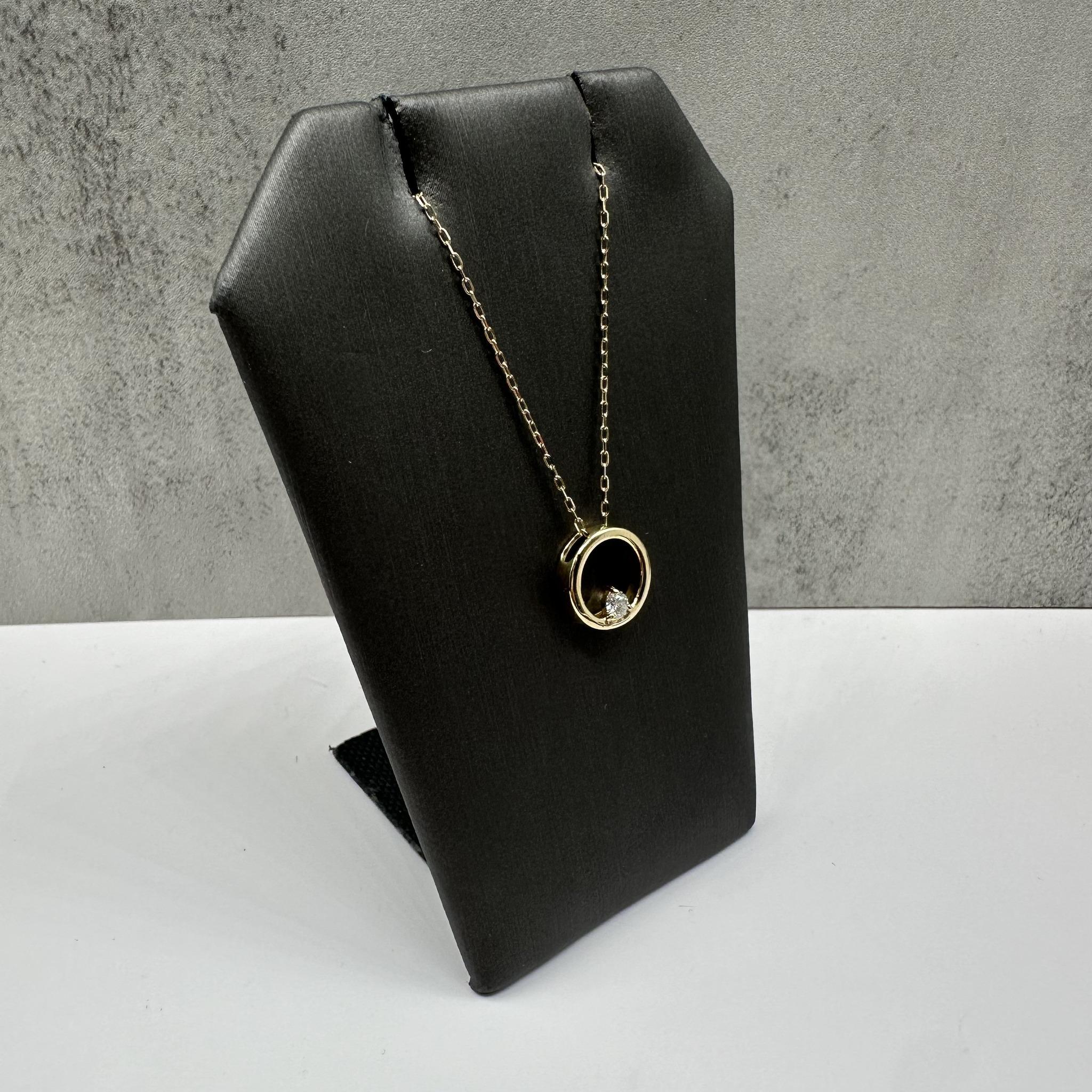 Diamond Circle Necklace in 10kt Yellow Gold – 0.10ctw, 16–18in, New
