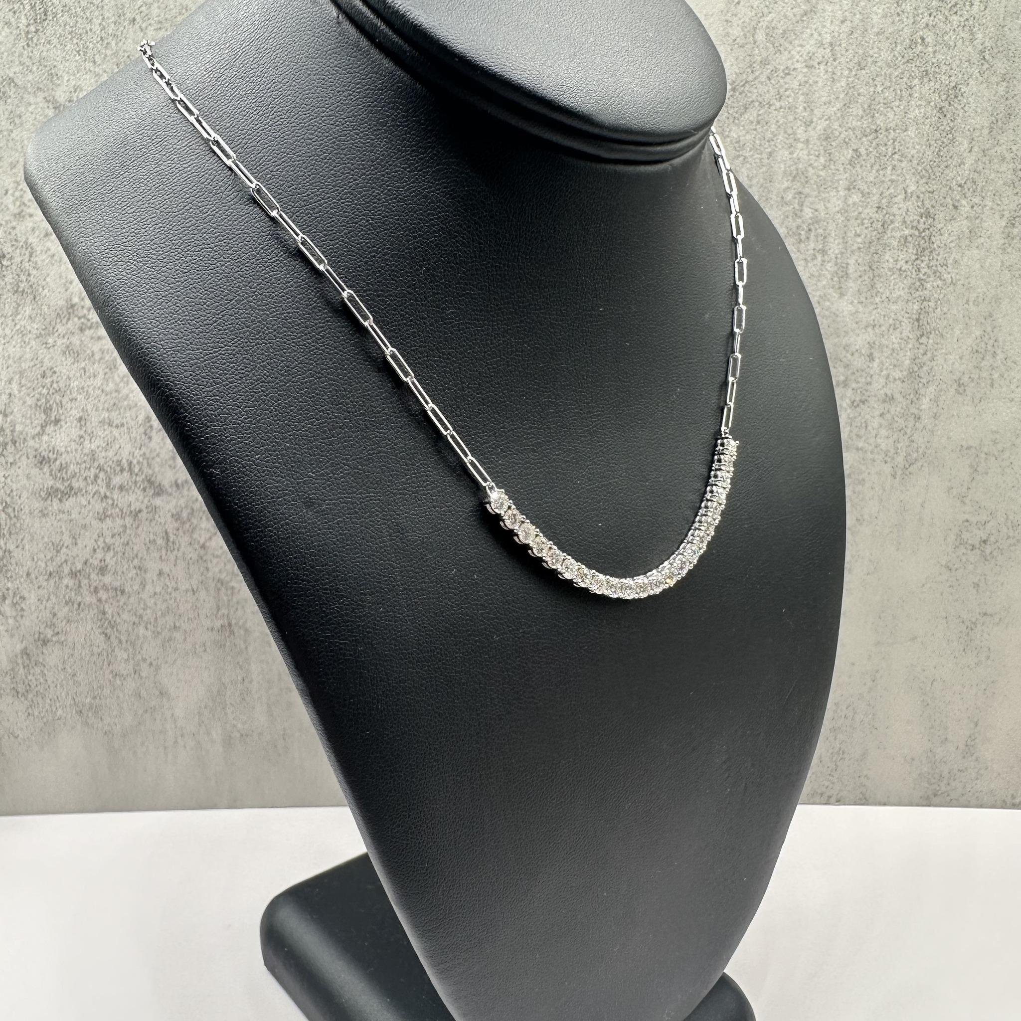 Diamond Tennis Link Necklace 14K White Gold 3ctw 19in New