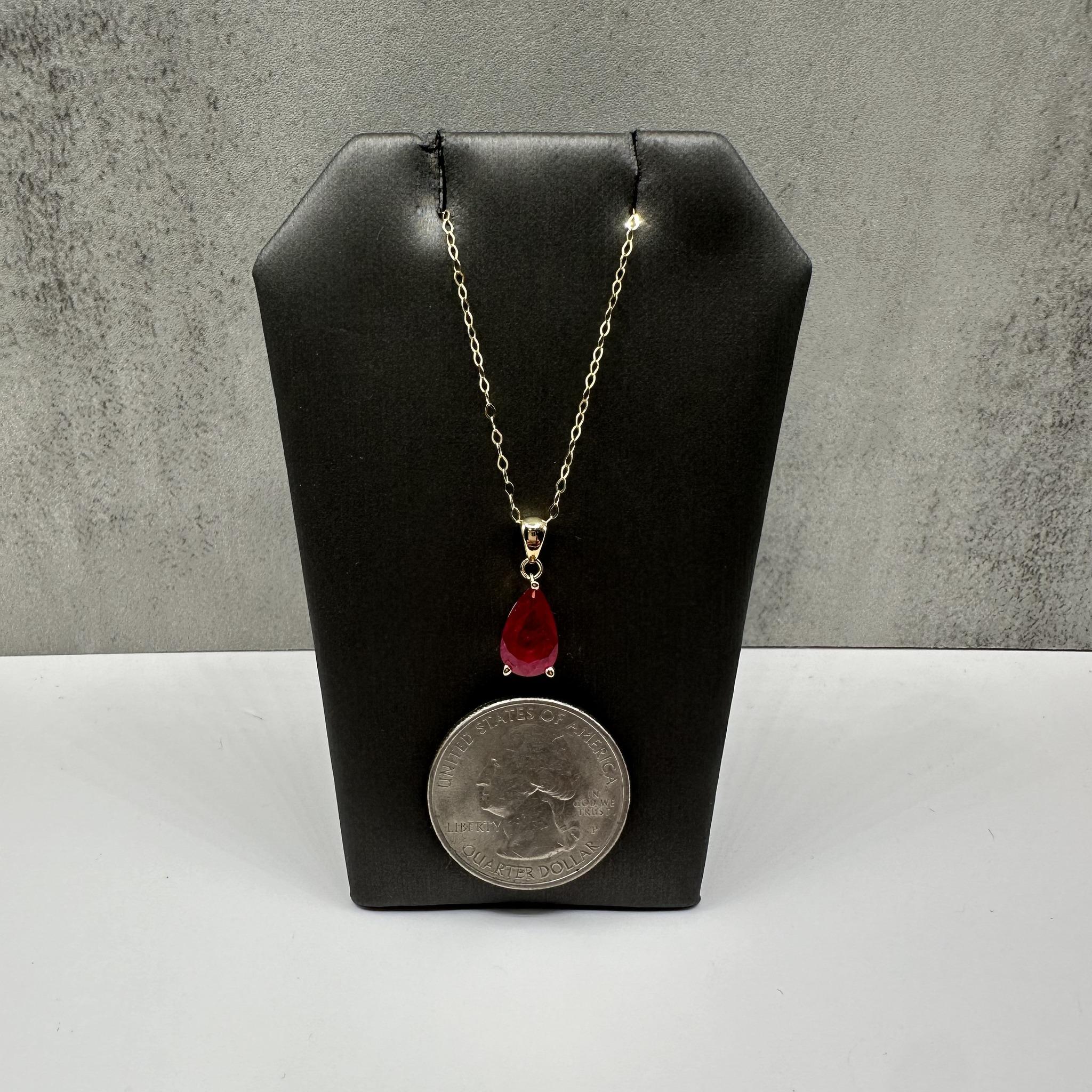 Ruby Necklace 14K Yellow Gold 1.97ct 18in New