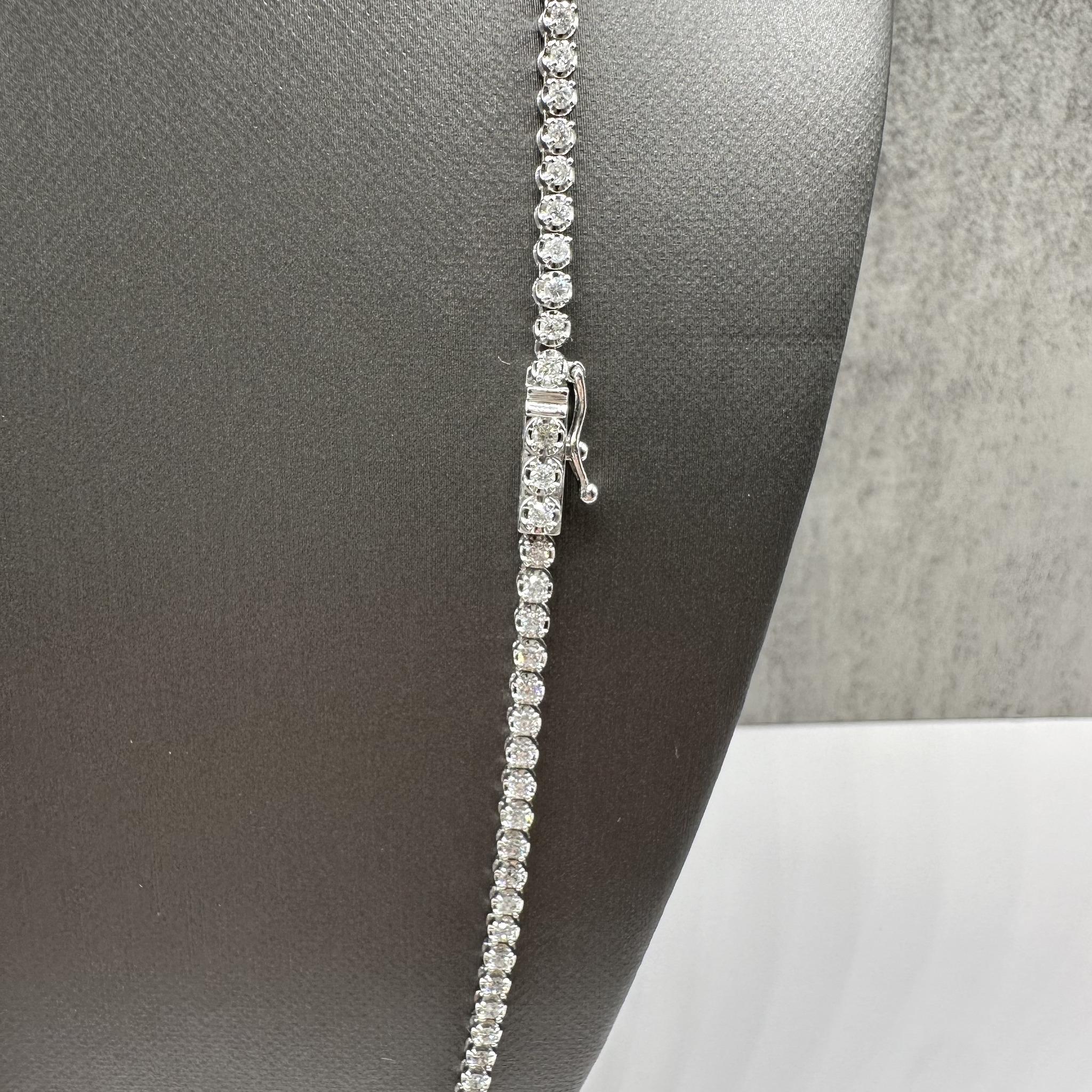 Natural Diamond Tennis Necklace 14K White Gold 3.3ctw 18in New