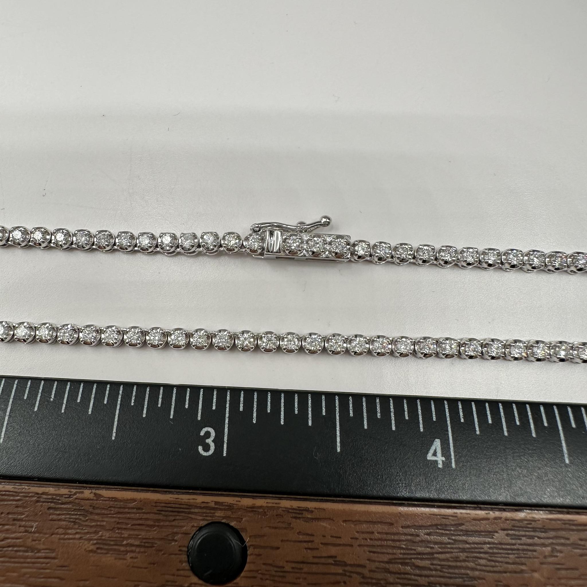Natural Diamond Tennis Necklace 14K White Gold 3.3ctw 18in New