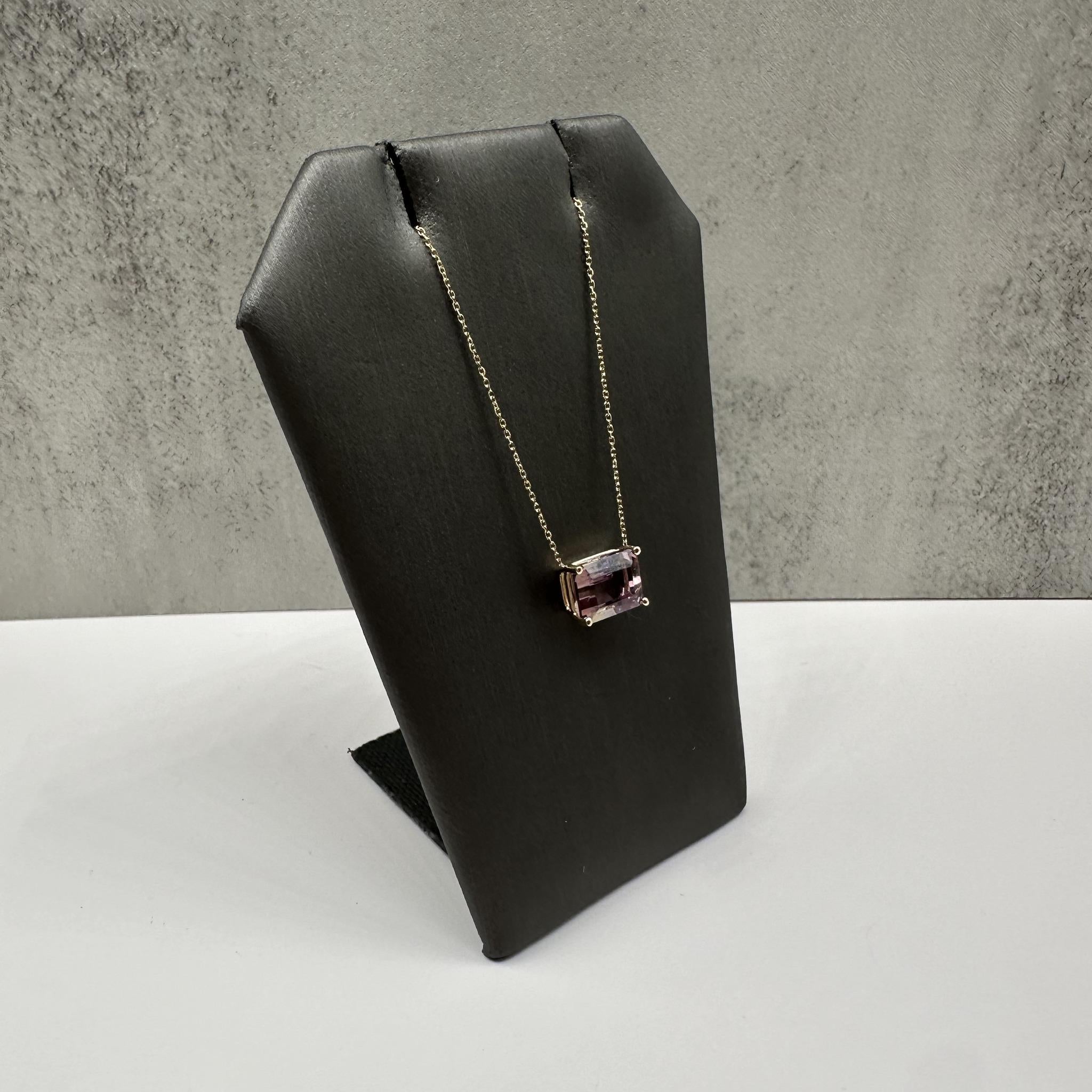 Ametrine Solitaire Necklace 14K Yellow Gold 2.43ct 18.25in New