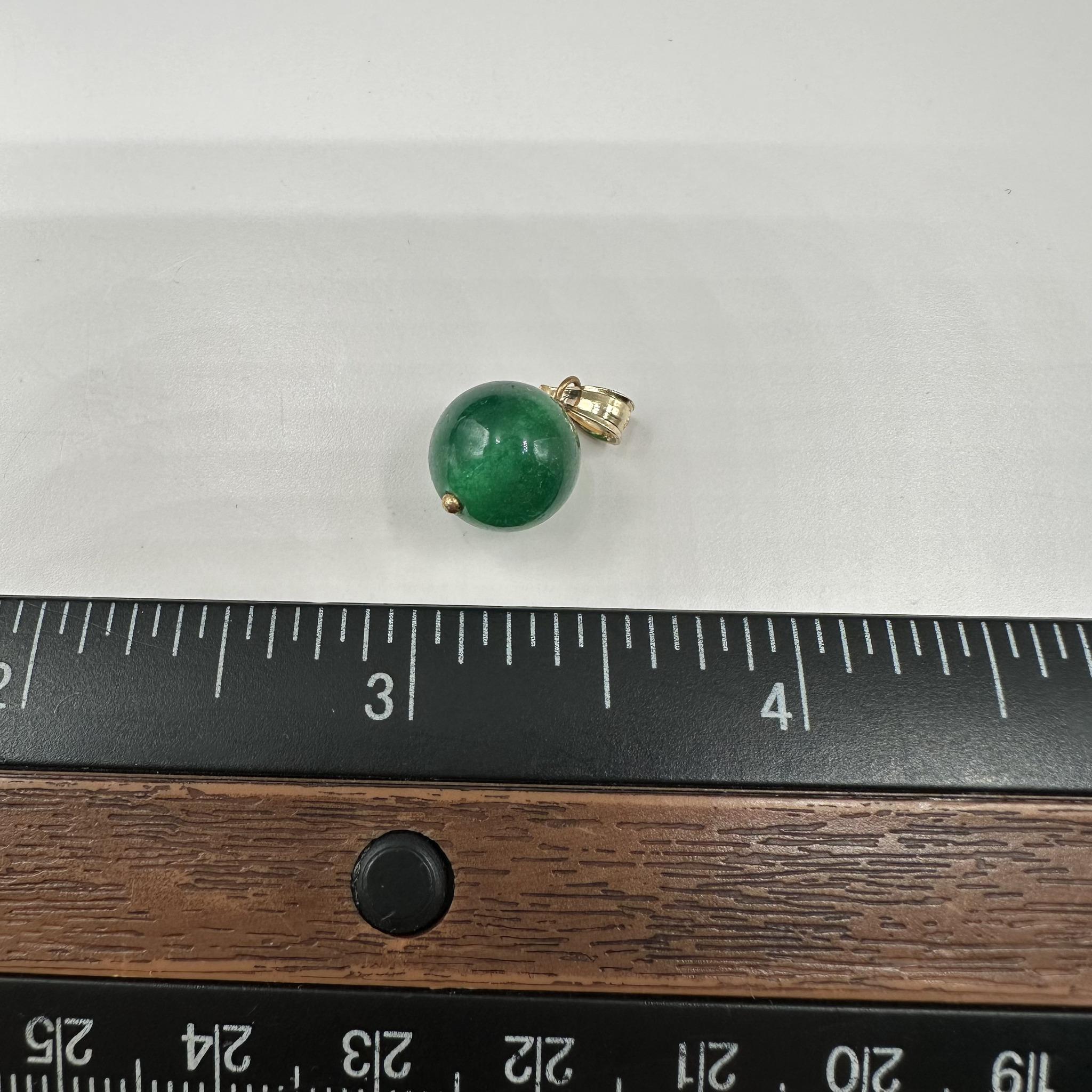 Malachite Pendant 14K Yellow Gold 10mm 1.5g New