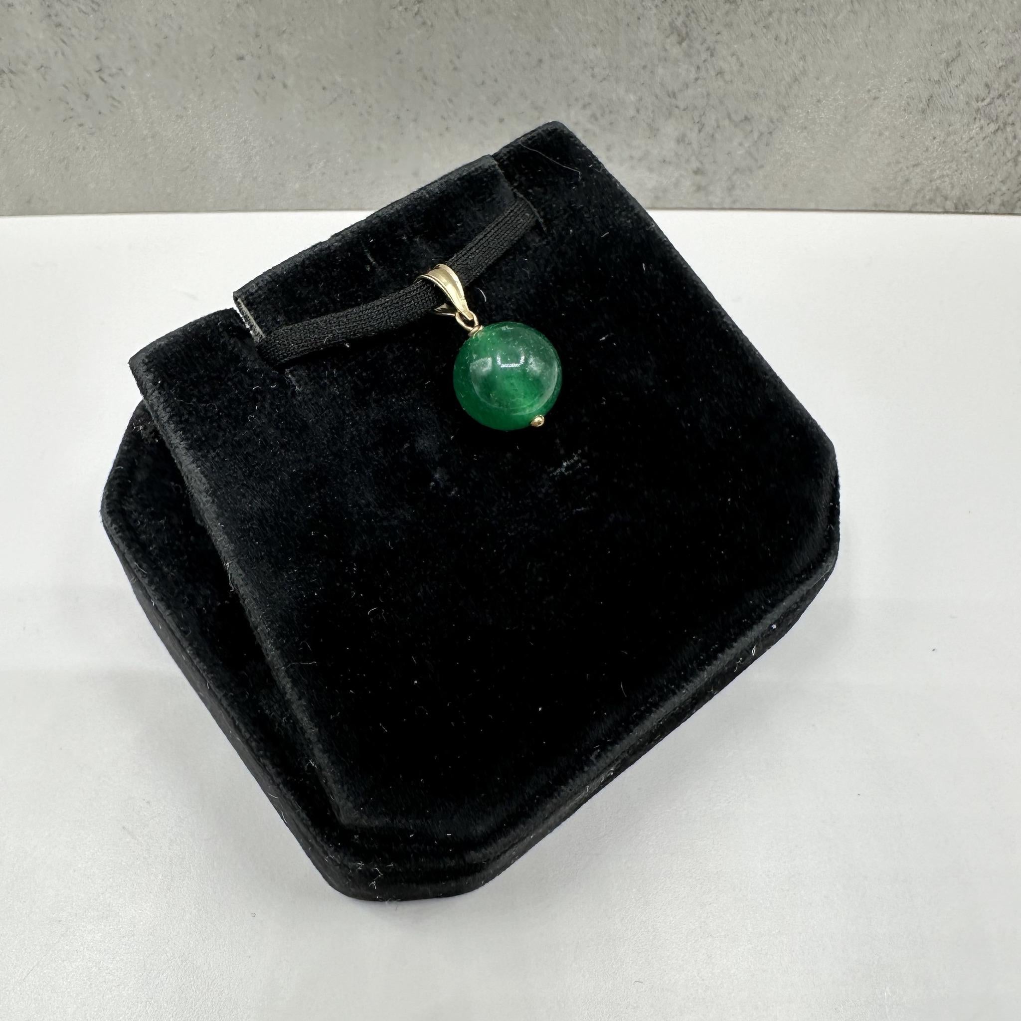 Malachite Pendant 14K Yellow Gold 10mm 1.5g New