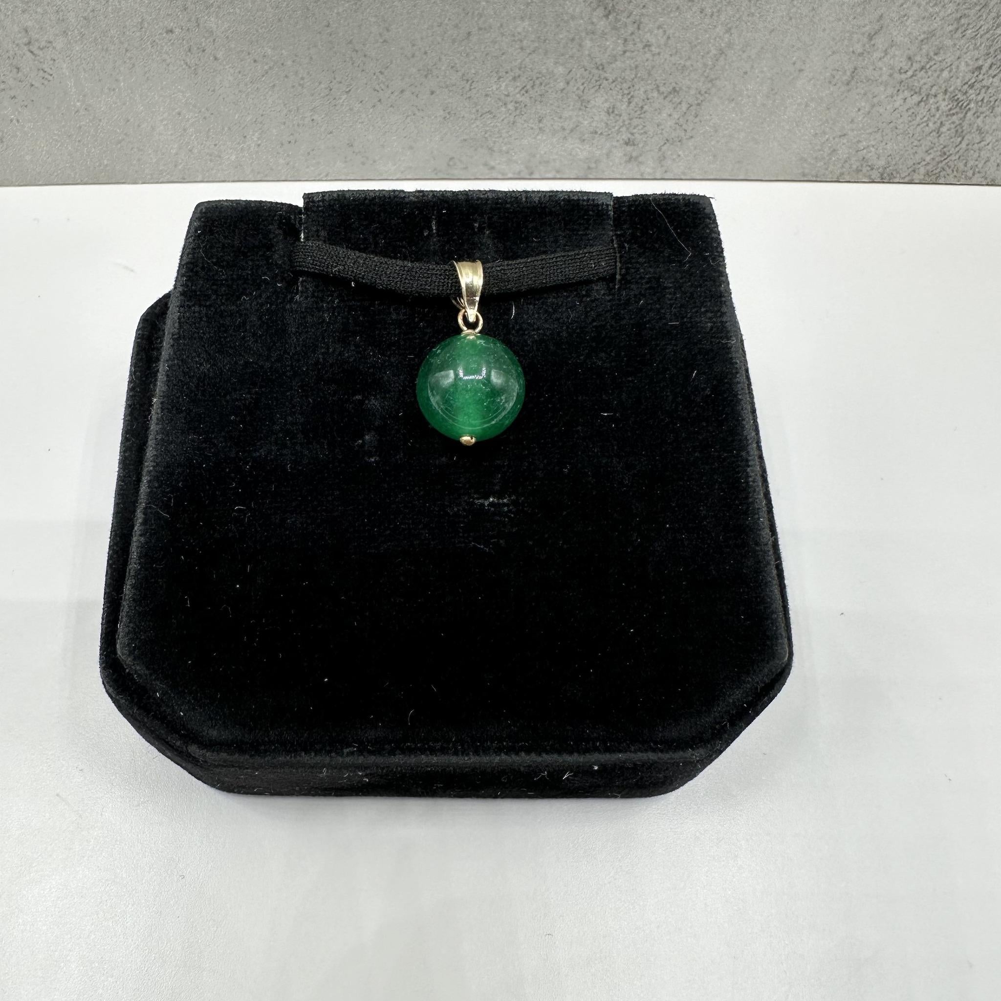 Malachite Pendant 14K Yellow Gold 10mm 1.5g New