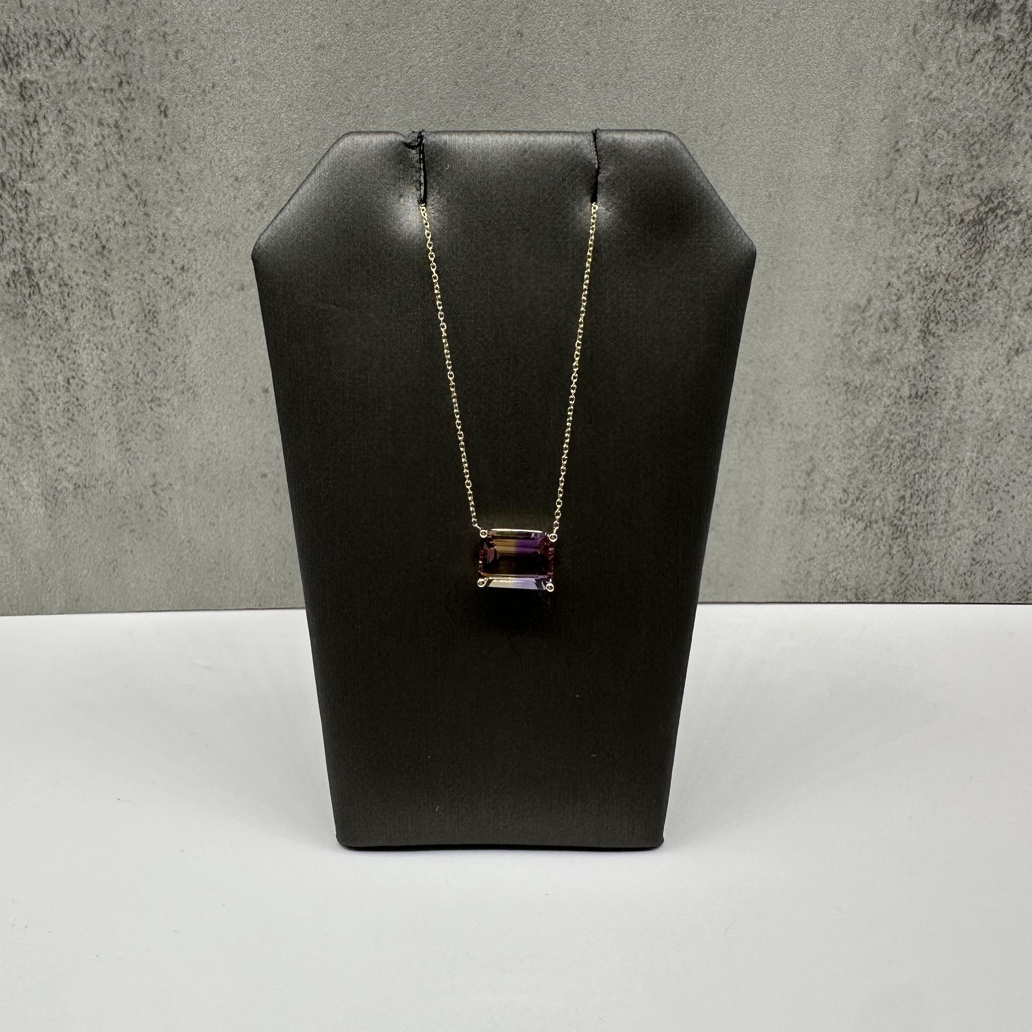 Ametrine Solitaire Necklace 14K Yellow Gold 2.43ct 18.25in New