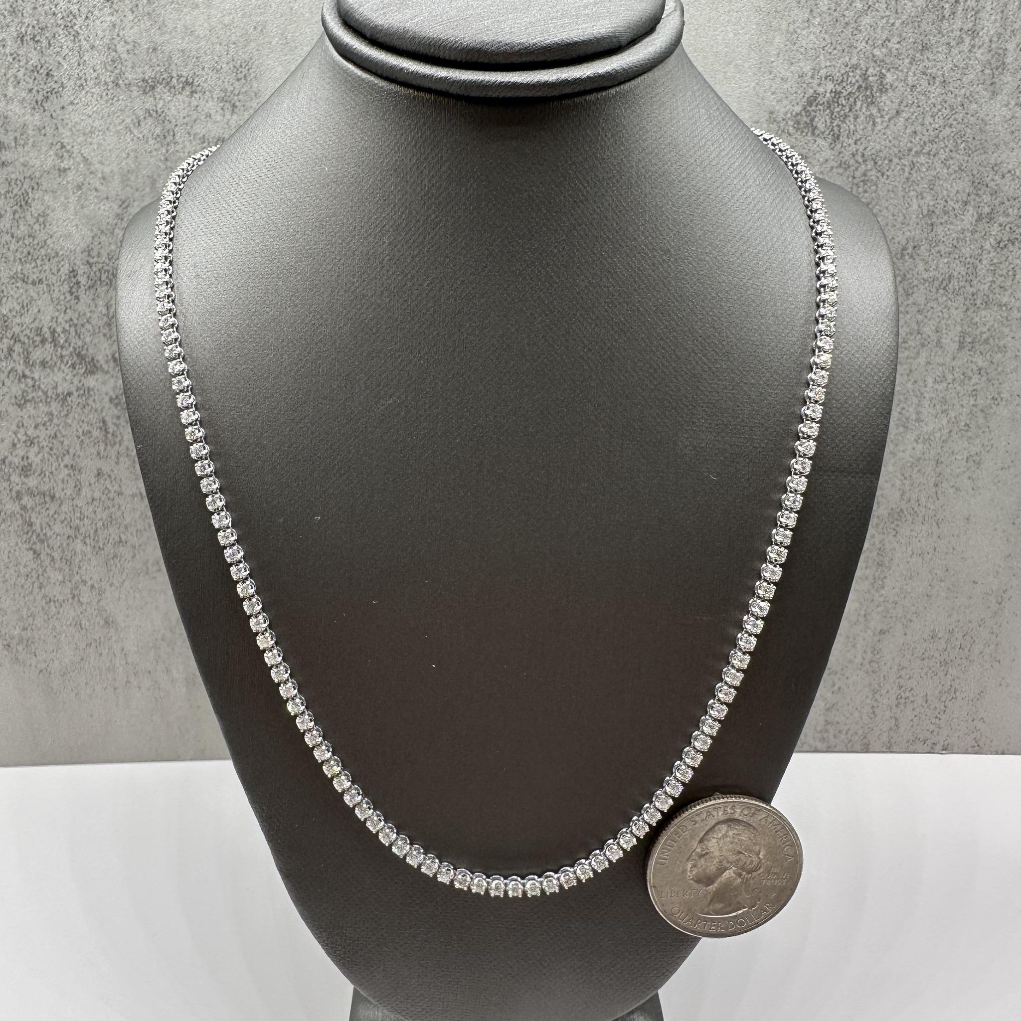 Natural Diamond Tennis Necklace 14K White Gold 3.3ctw 18in New