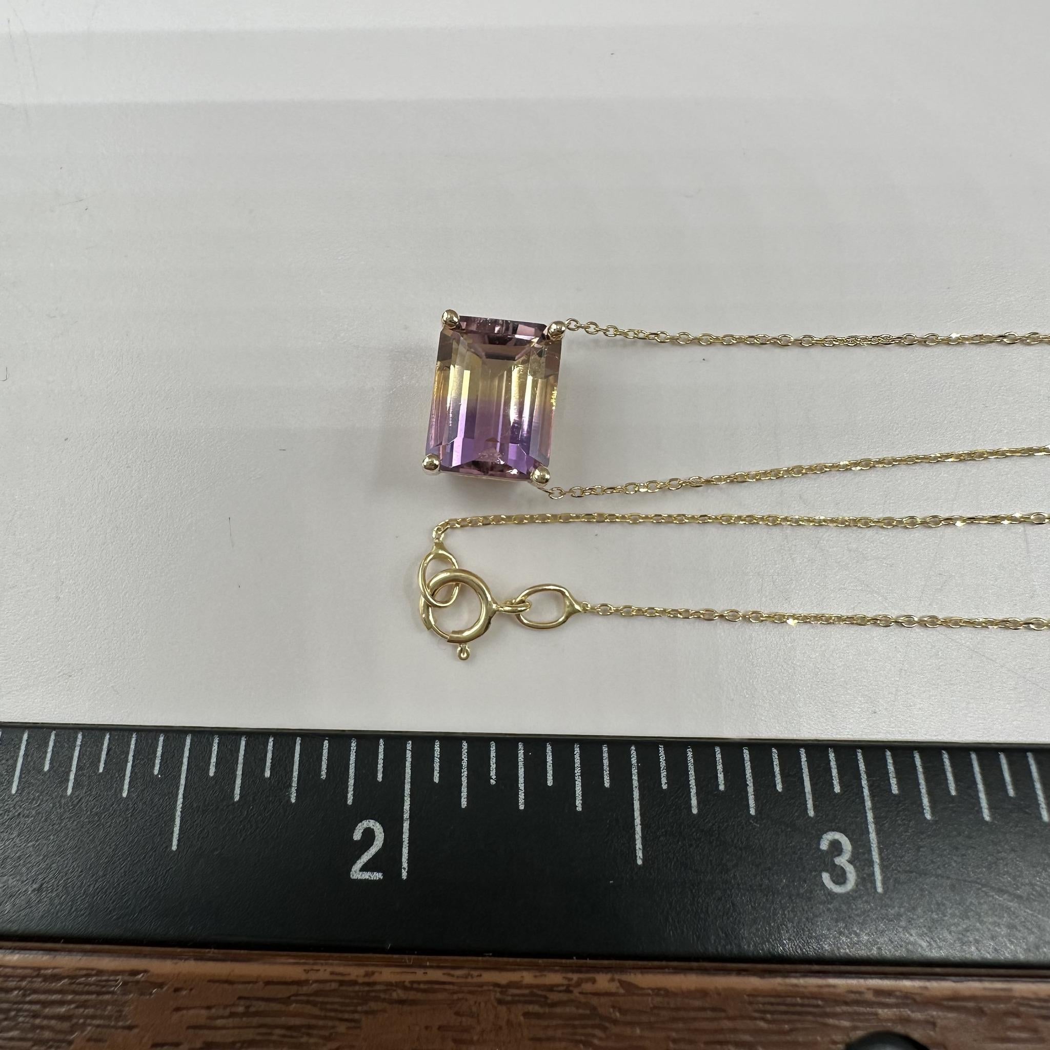 Ametrine Solitaire Necklace 14K Yellow Gold 2.43ct 18.25in New