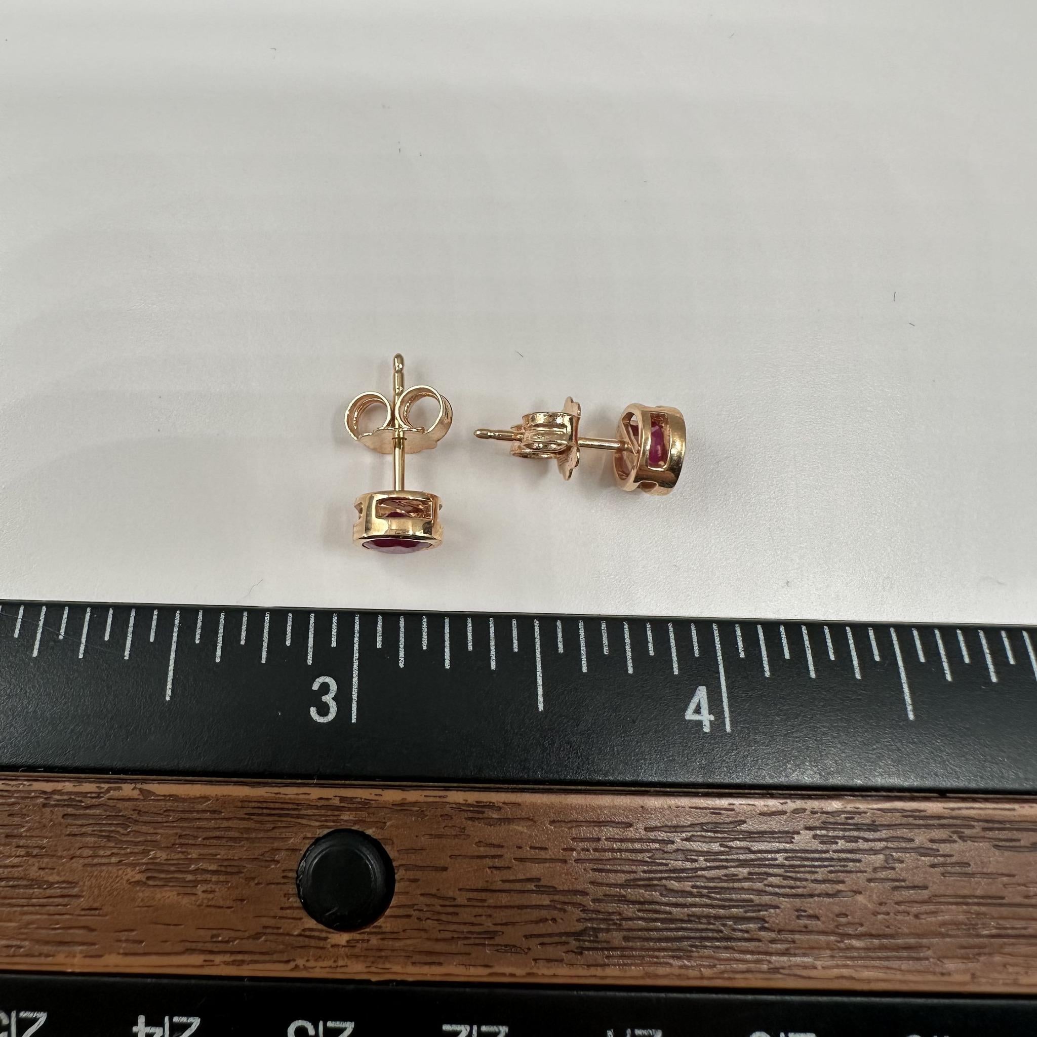 Effy Ruby Stud Earrings 18K Rose Gold 1.14ctw Bezel Set