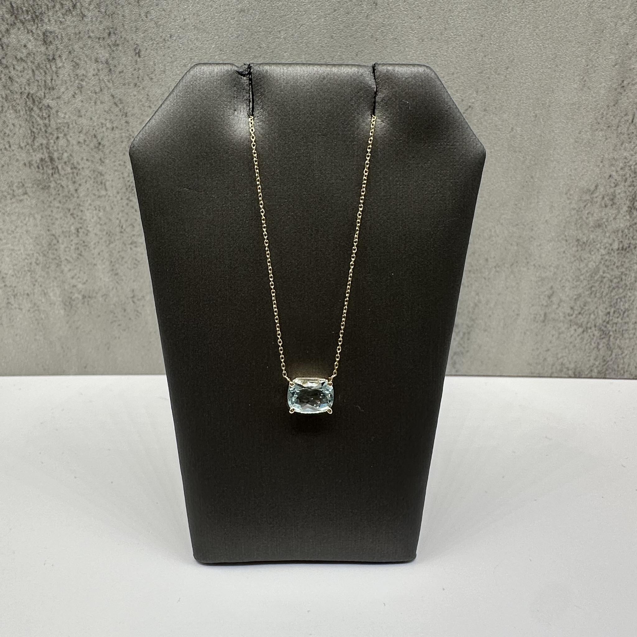 Aquamarine Necklace 14K Yellow Gold 1.31ct 18in New