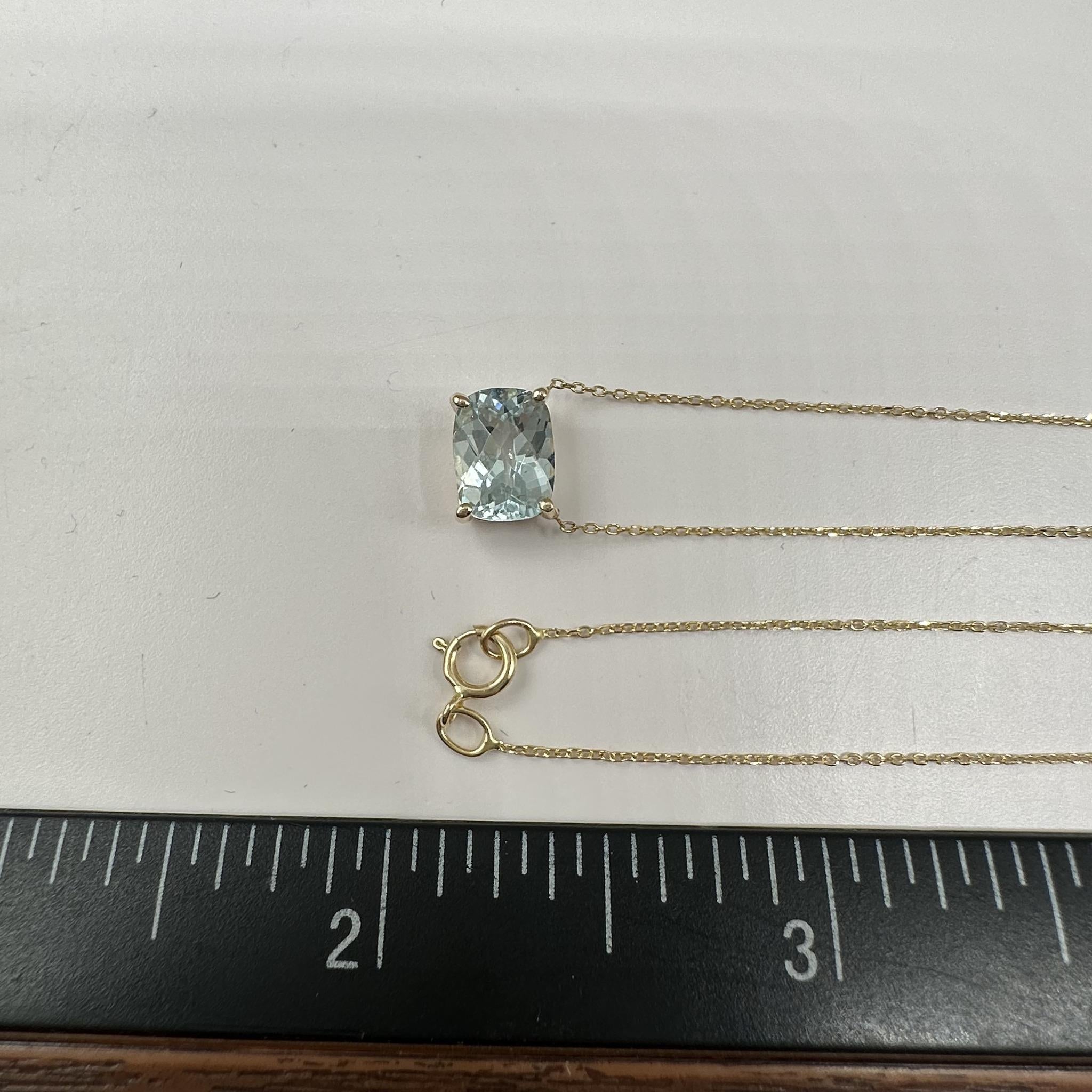 Aquamarine Necklace 14K Yellow Gold 1.31ct 18in New