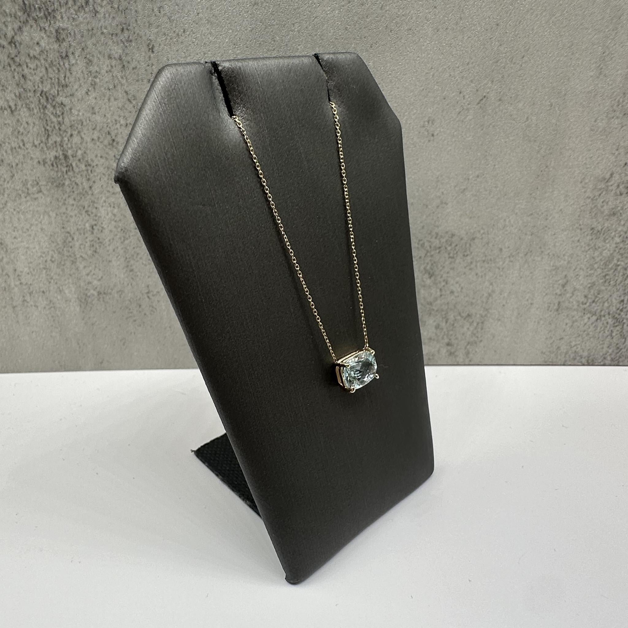 Aquamarine Necklace 14K Yellow Gold 1.31ct 18in New