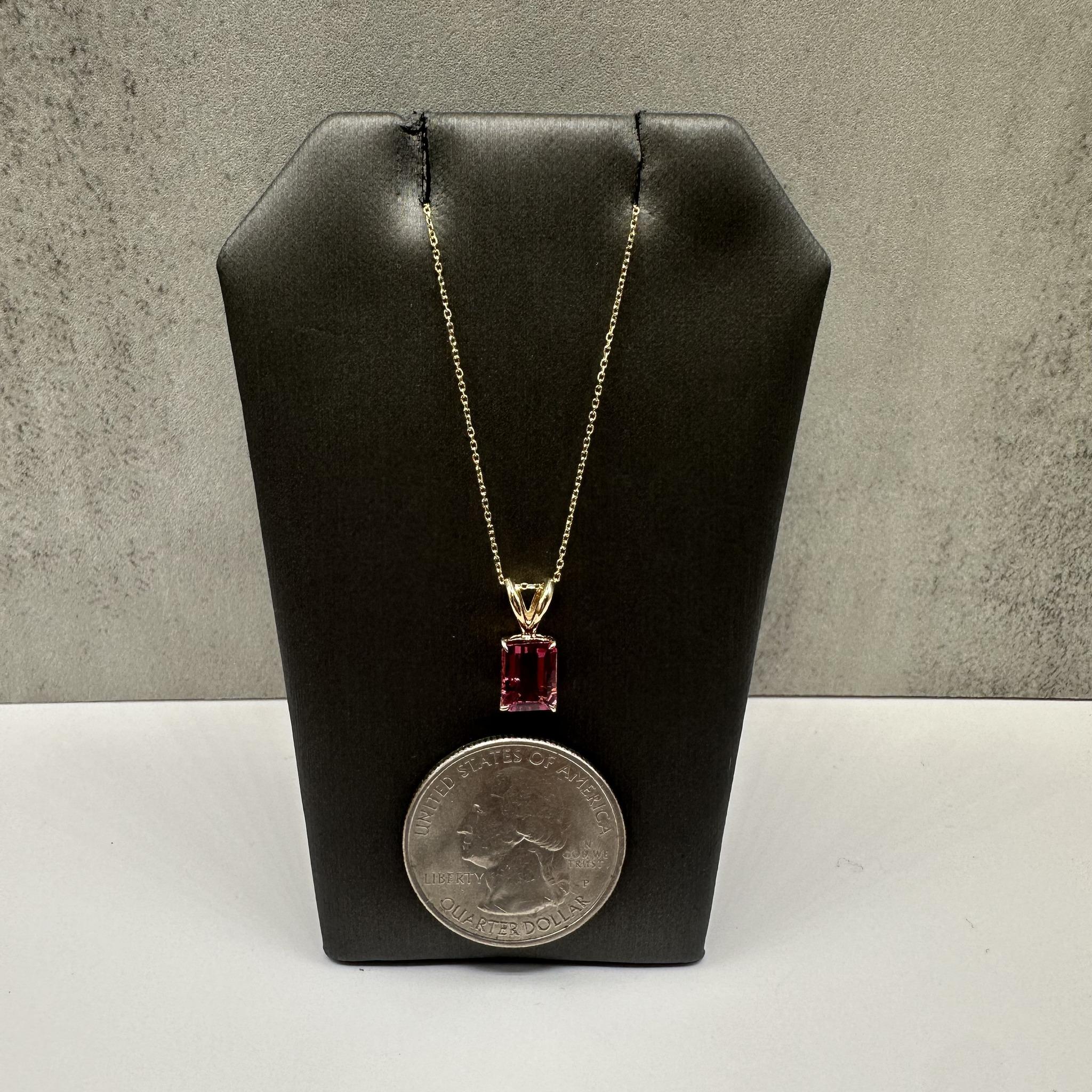 Pink Tourmaline Necklace 14K Yellow Gold 1.4ctw 18in New