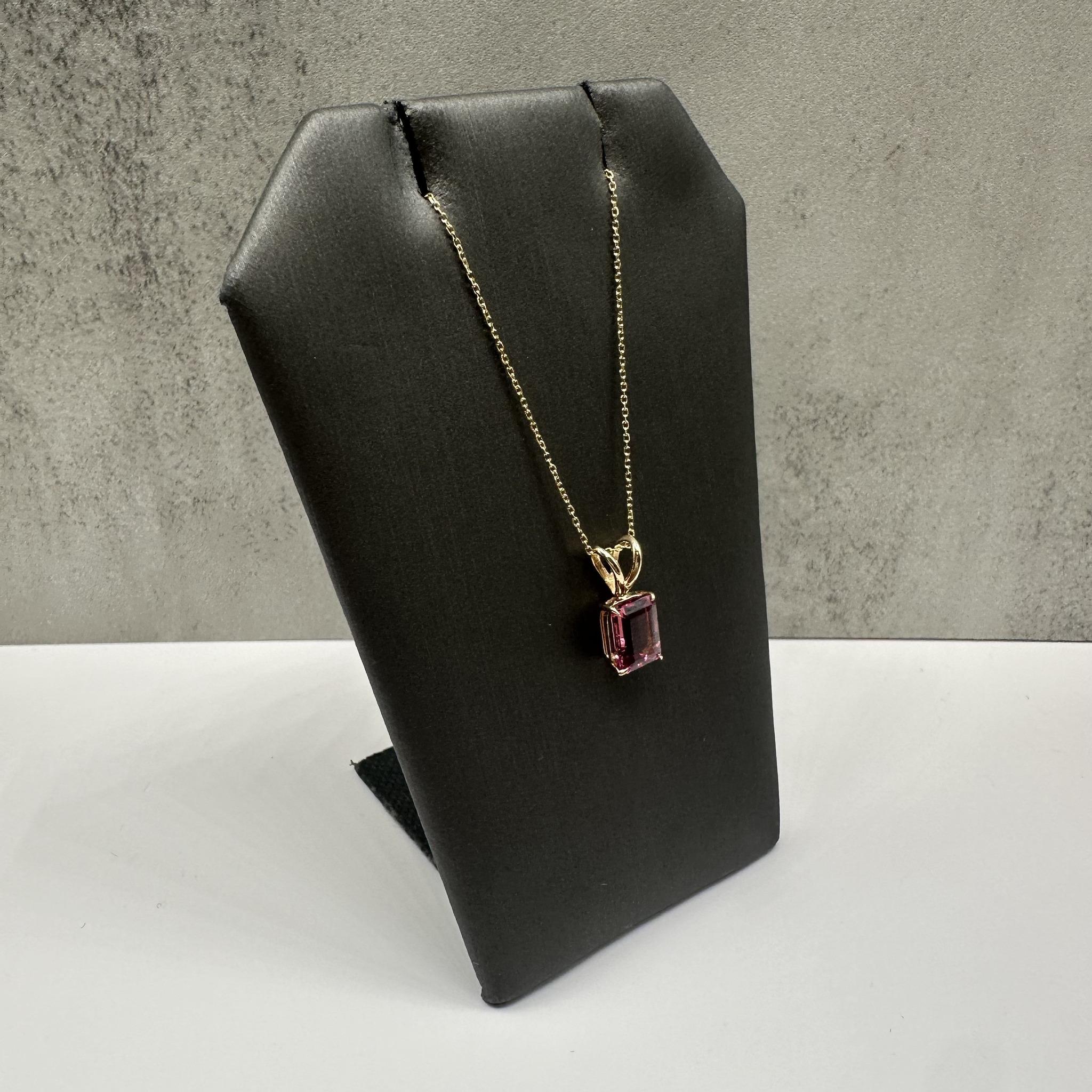 Pink Tourmaline Necklace 14K Yellow Gold 1.4ctw 18in New