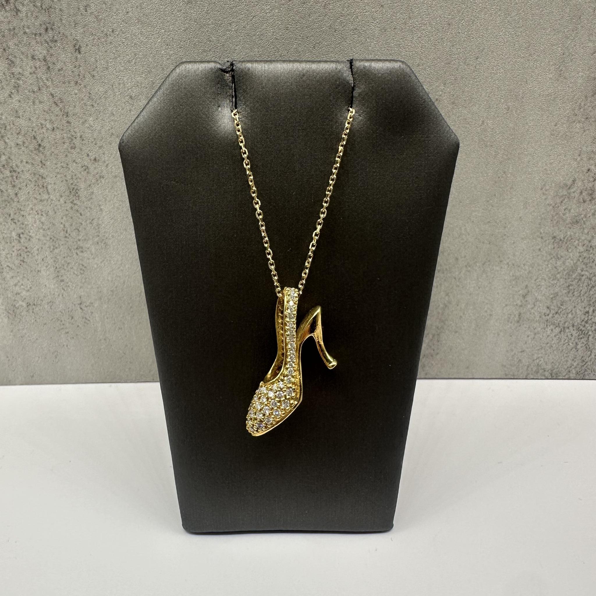 Estate Diamond High Heel Necklace Yellow Gold 0.90ctw 18in Pre Loved
