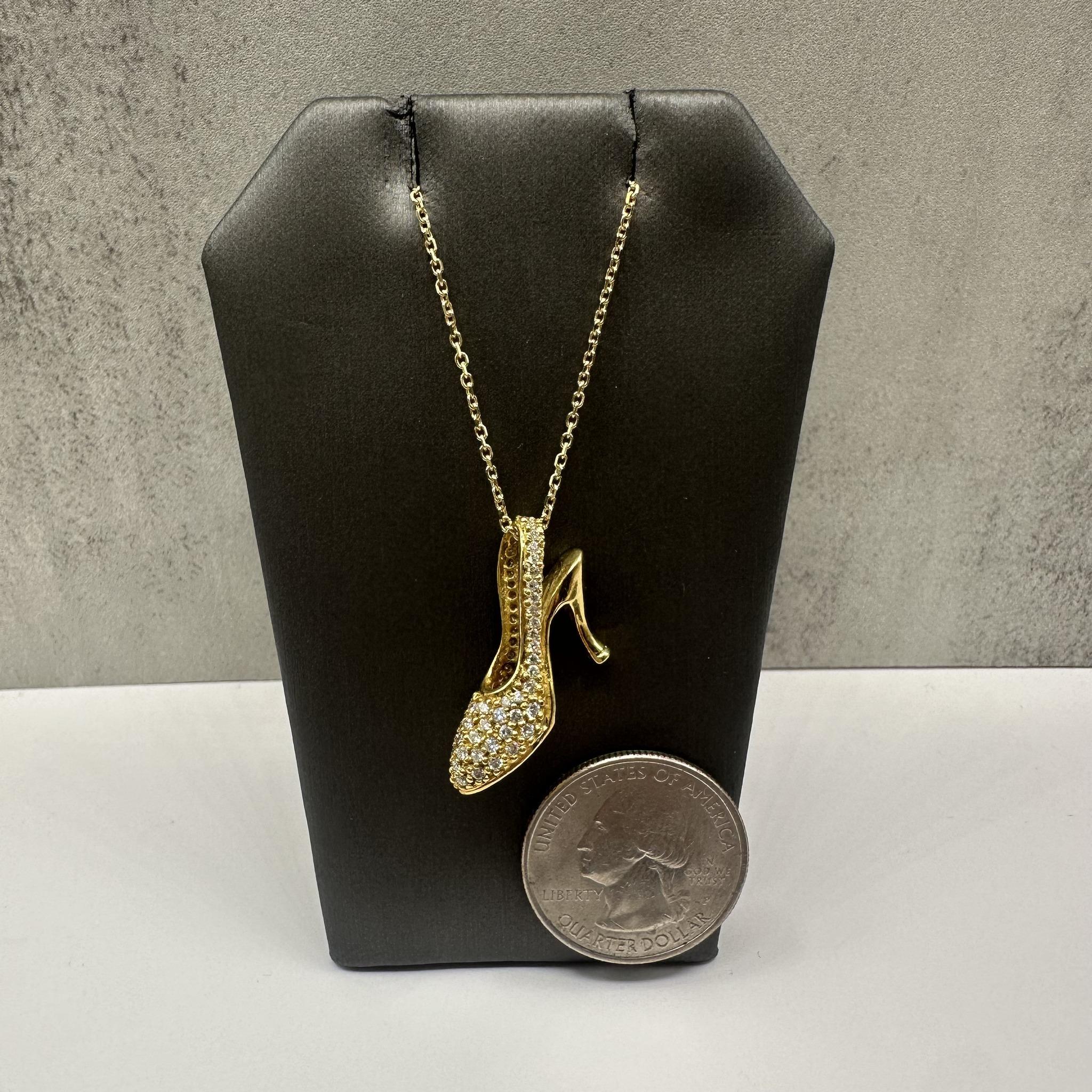 Estate Diamond High Heel Necklace Yellow Gold 0.90ctw 18in Pre Loved