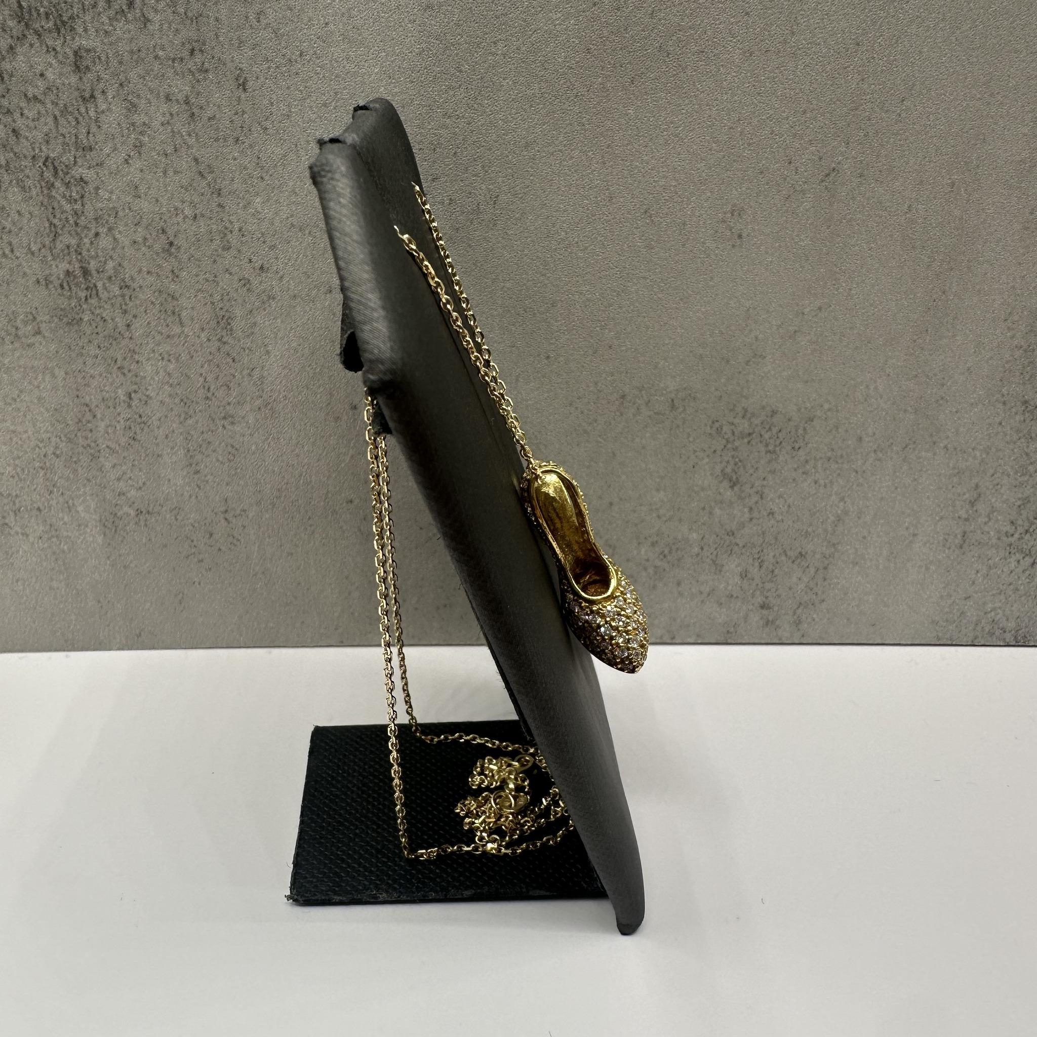 Estate Diamond High Heel Necklace Yellow Gold 0.90ctw 18in Pre Loved