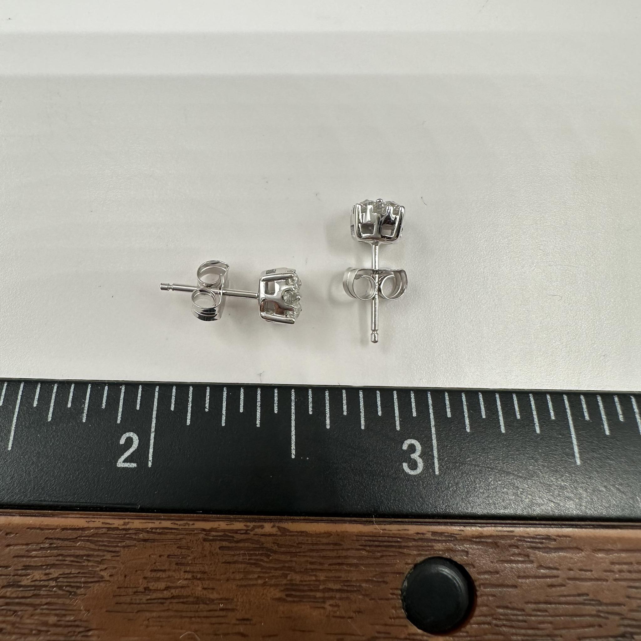 Diamond Cluster Earrings 10K White Gold 0.50ctw New