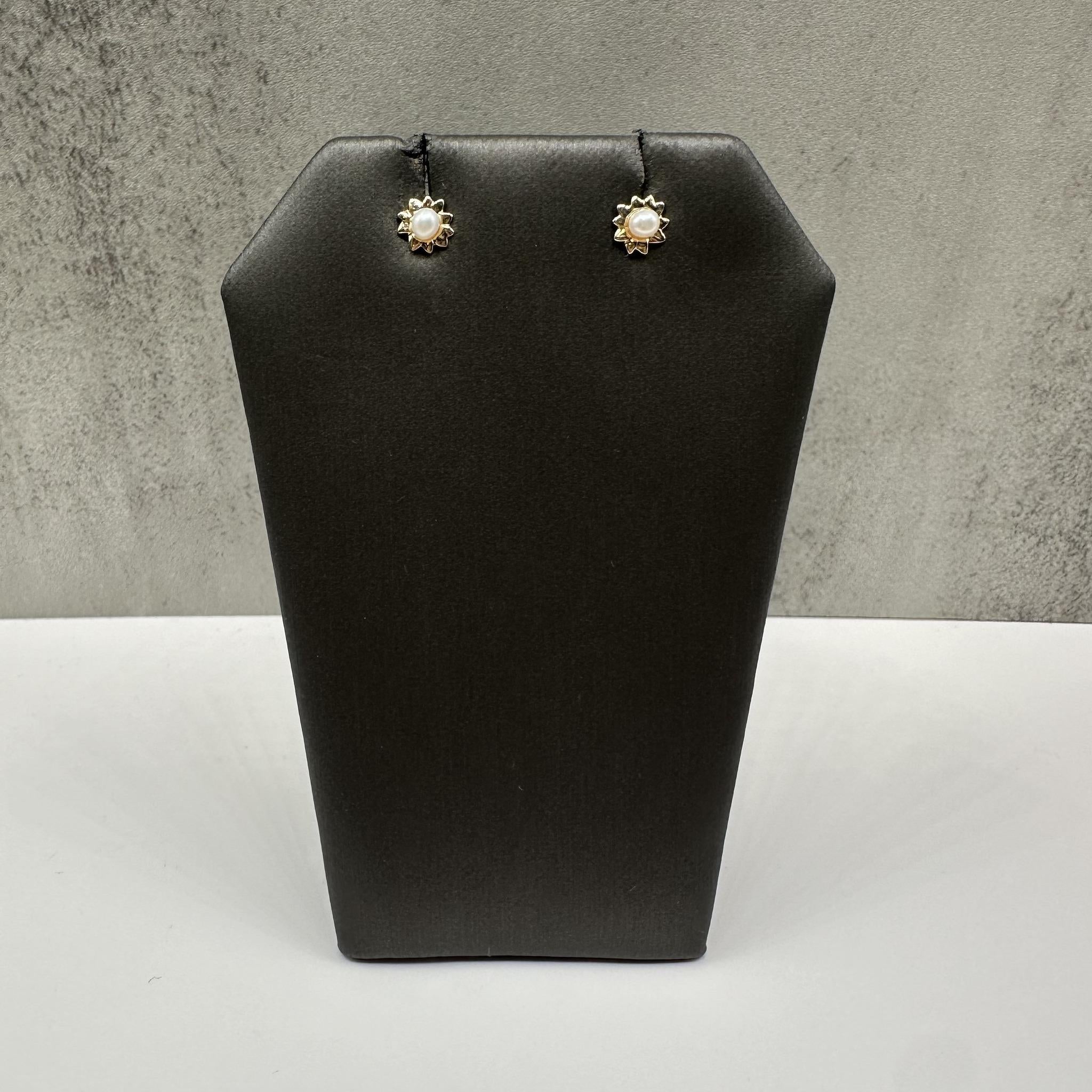 Pearl Earrings 14K Yellow Gold Kids 3mm New