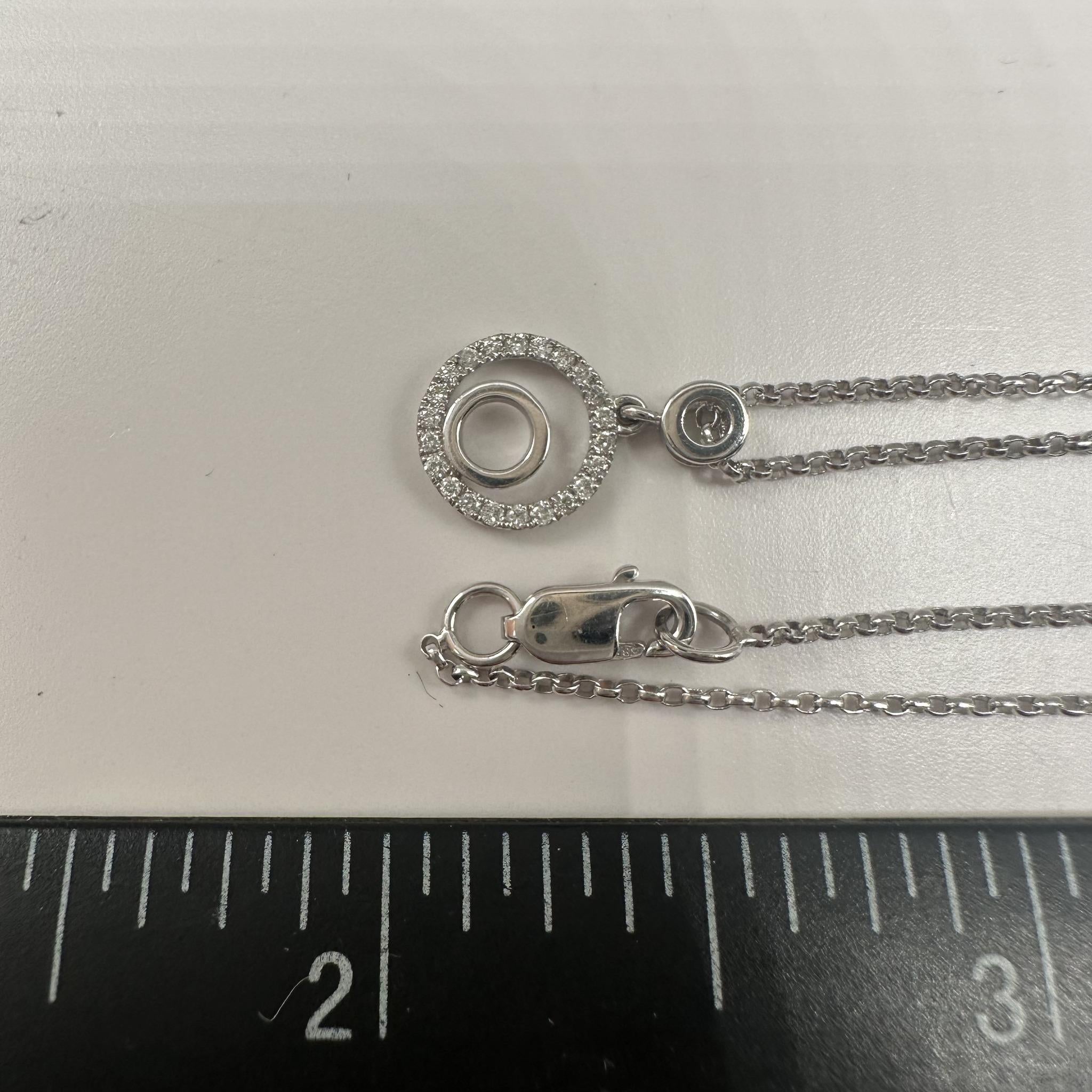 Diamond Circle Pendant Necklace 14K White Gold 0.09ctw 15.75in