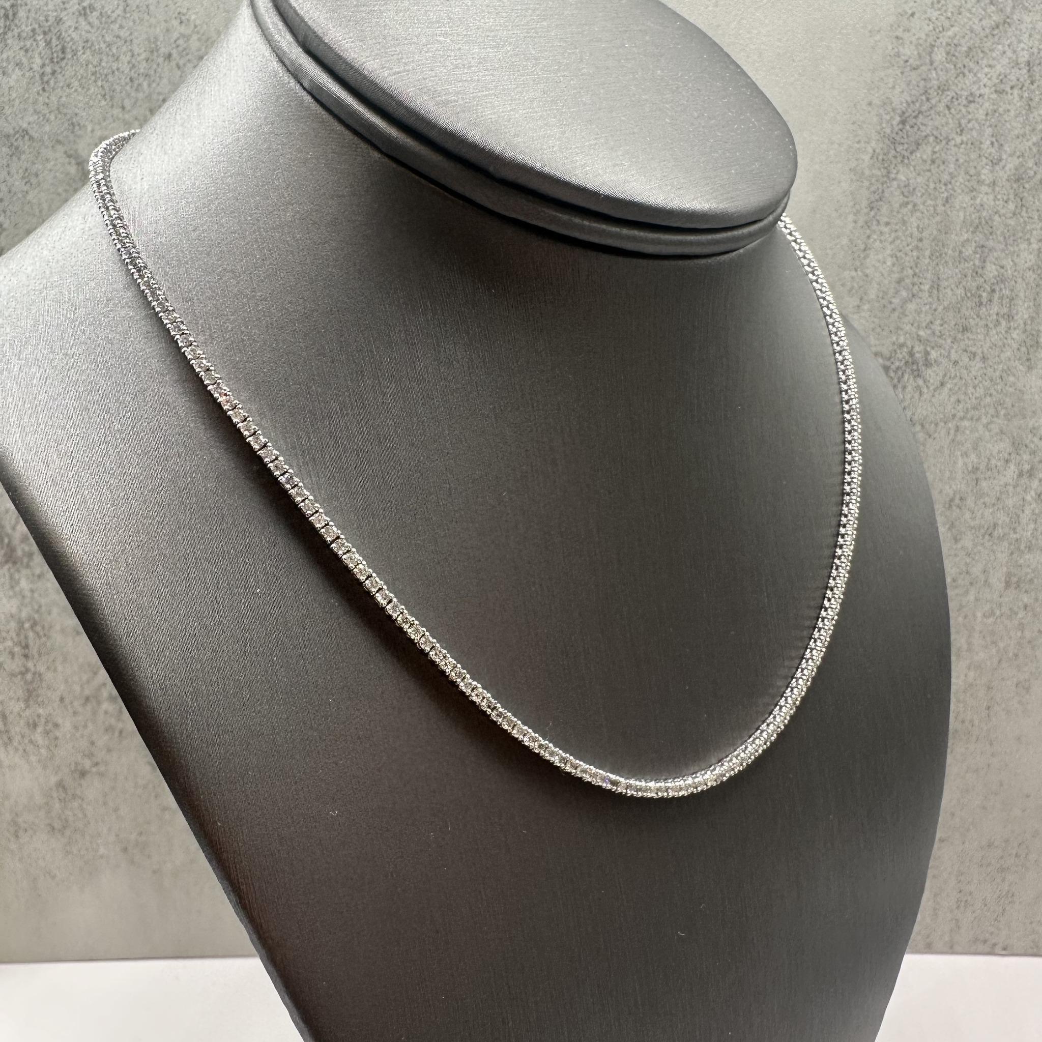Natural Diamond Tennis Necklace 14K White Gold 4.01ctw 16.25in New