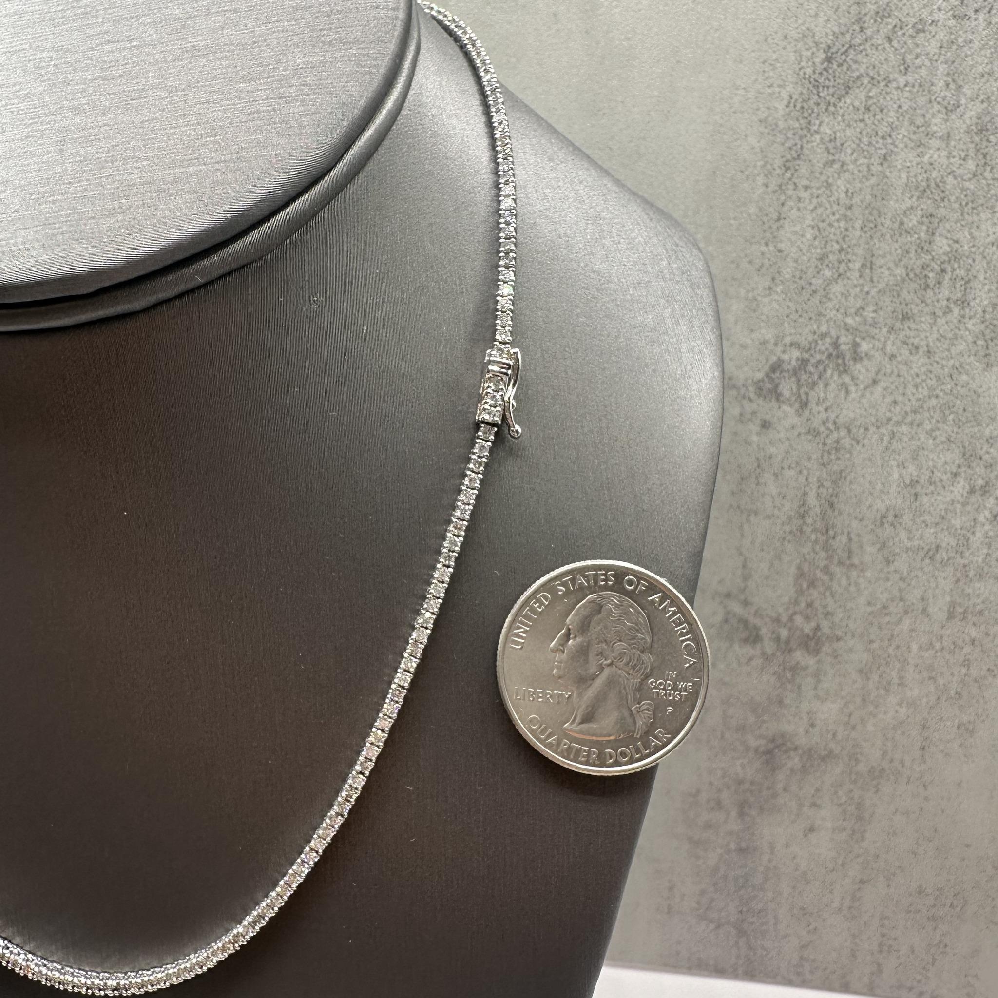 Natural Diamond Tennis Necklace 14K White Gold 4.01ctw 16.25in New