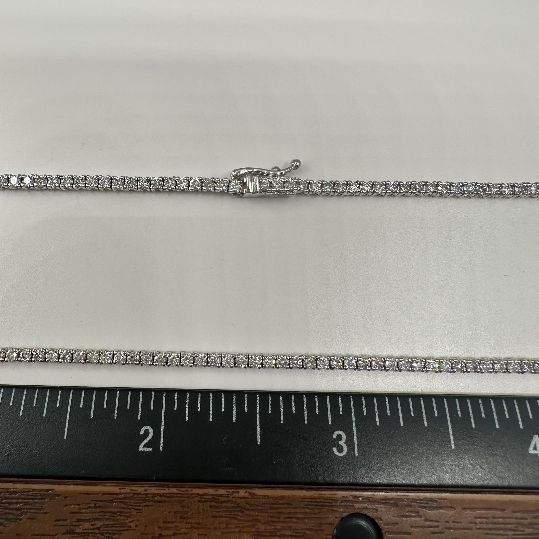 Natural Diamond Tennis Necklace 14K White Gold 4.01ctw 16.25in New