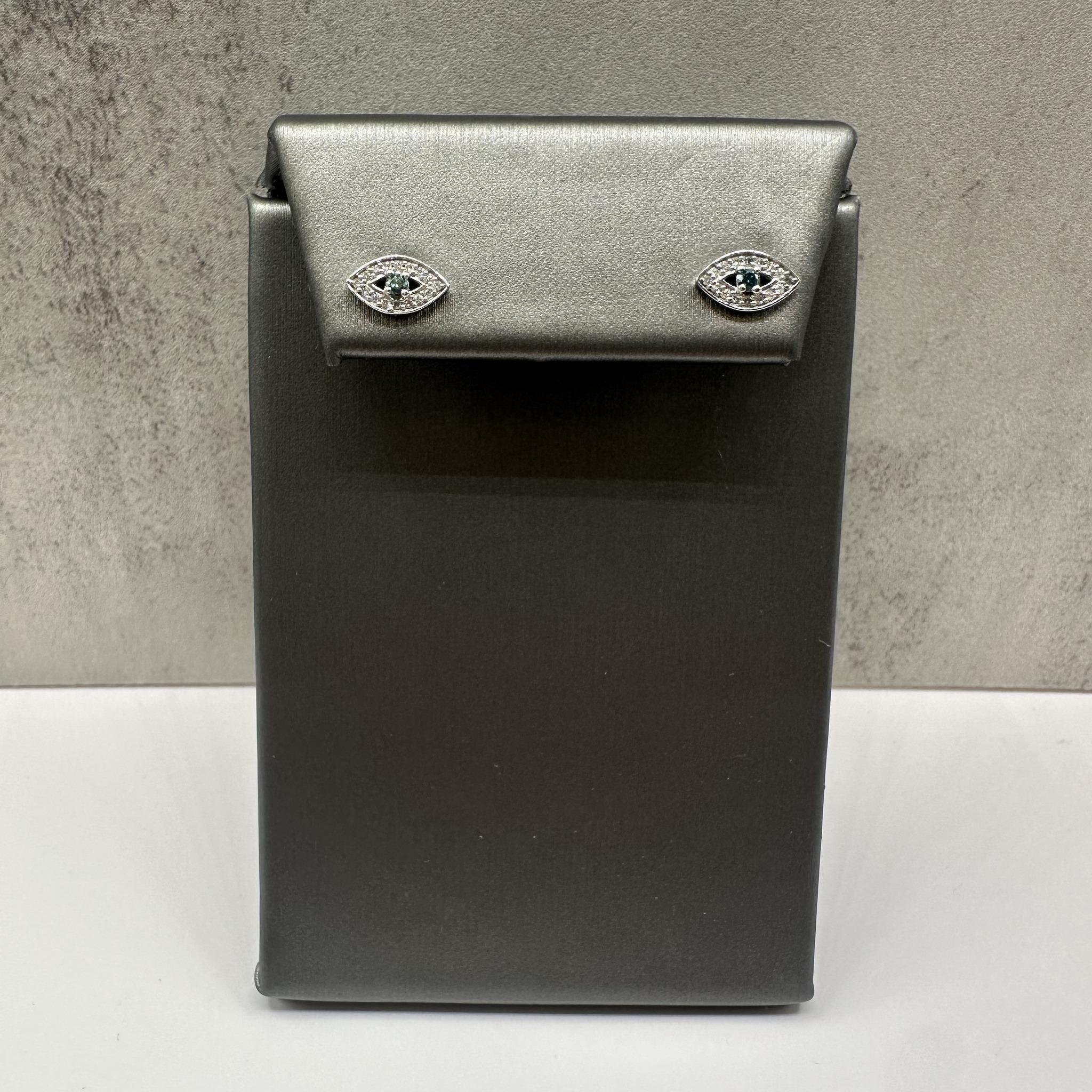 Evil Eye Diamond Earrings 10K White Gold 0.20ctw New