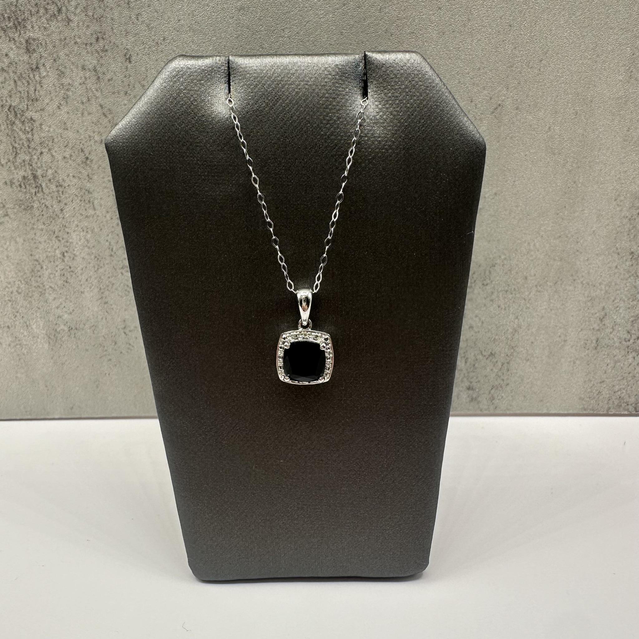 Sapphire Diamond Necklace 14K White Gold 1.50ctw 18in New