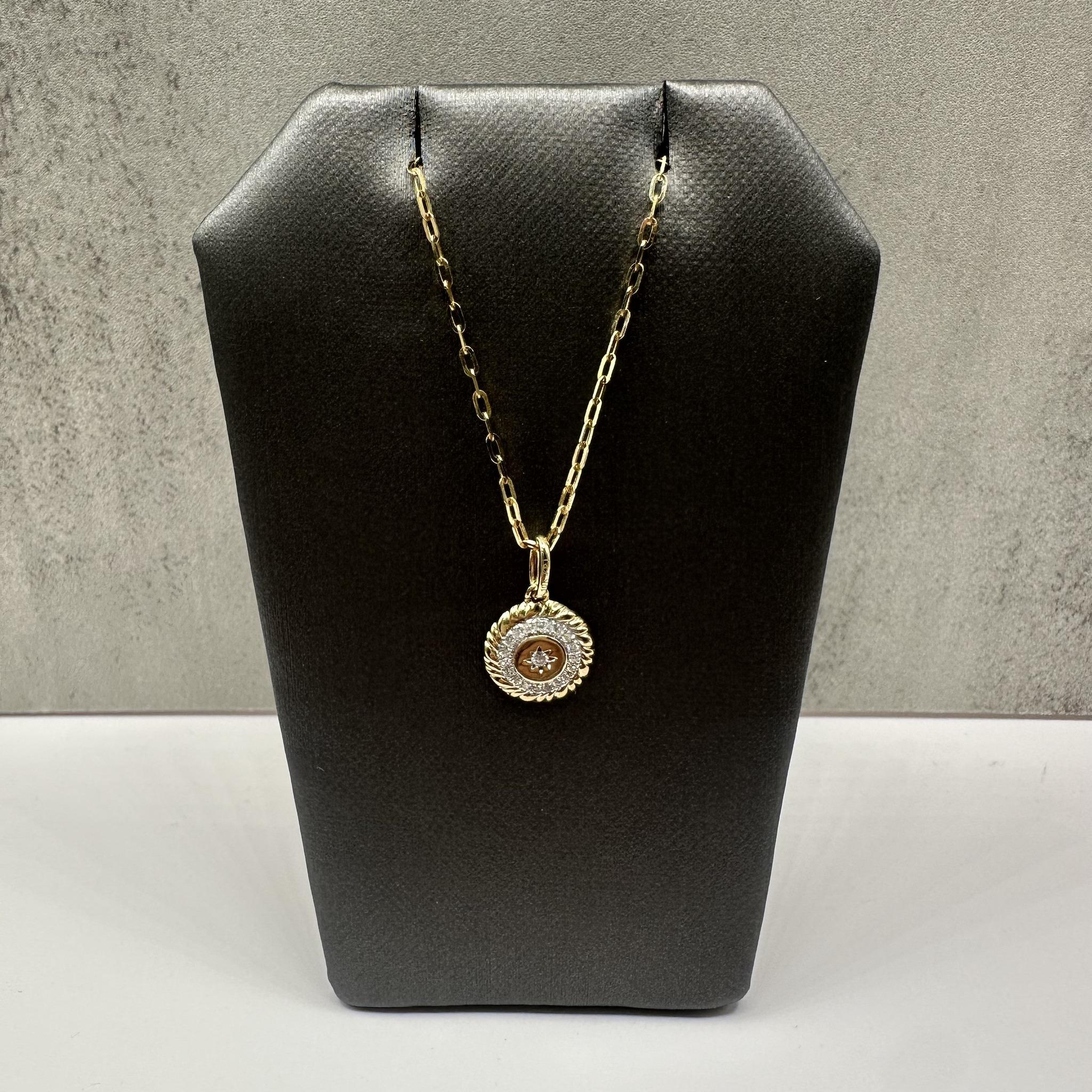 Diamond Paperclip Chain Necklace 10K Yellow Gold 0.08ctw Adjustable New