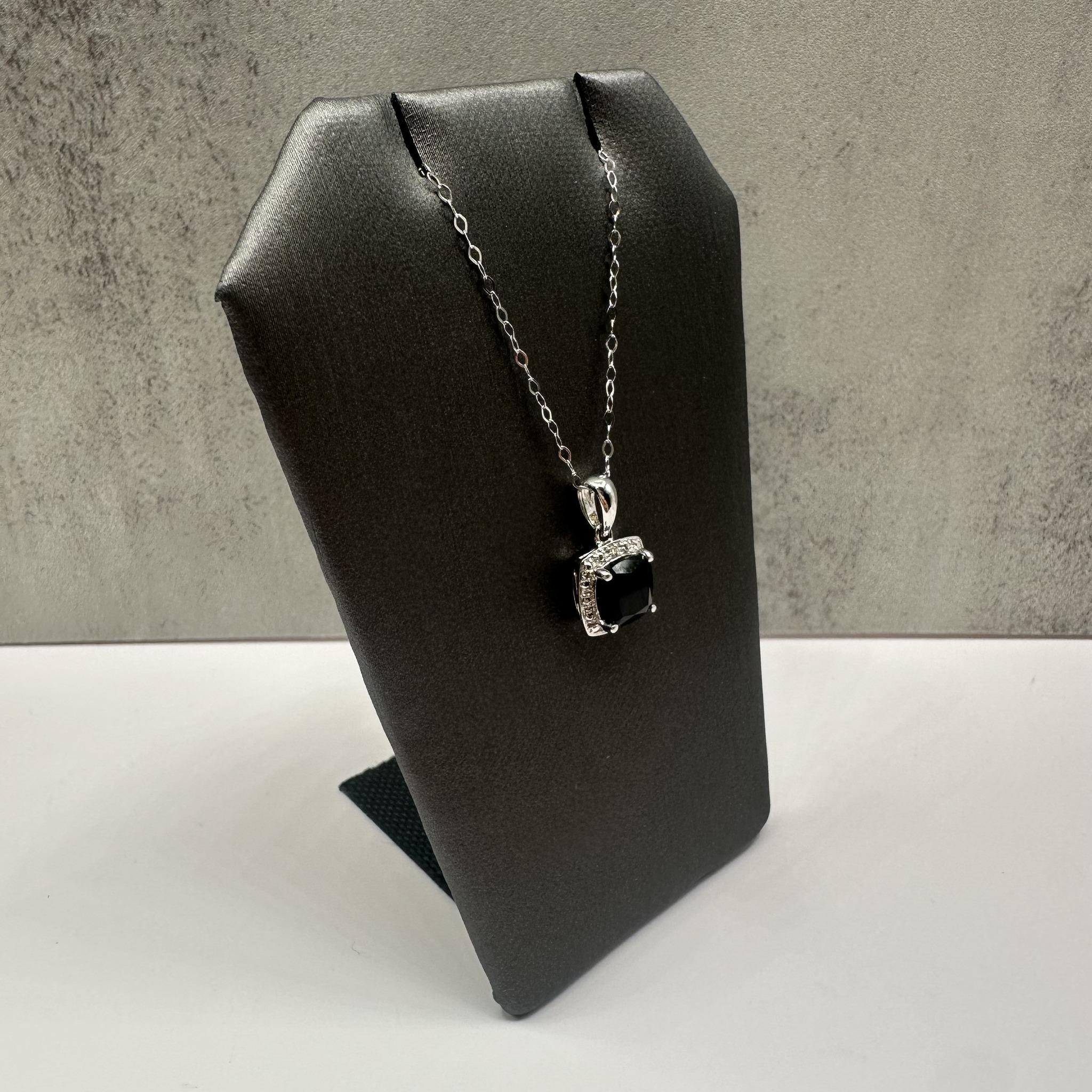 Sapphire Diamond Necklace 14K White Gold 1.50ctw 18in New