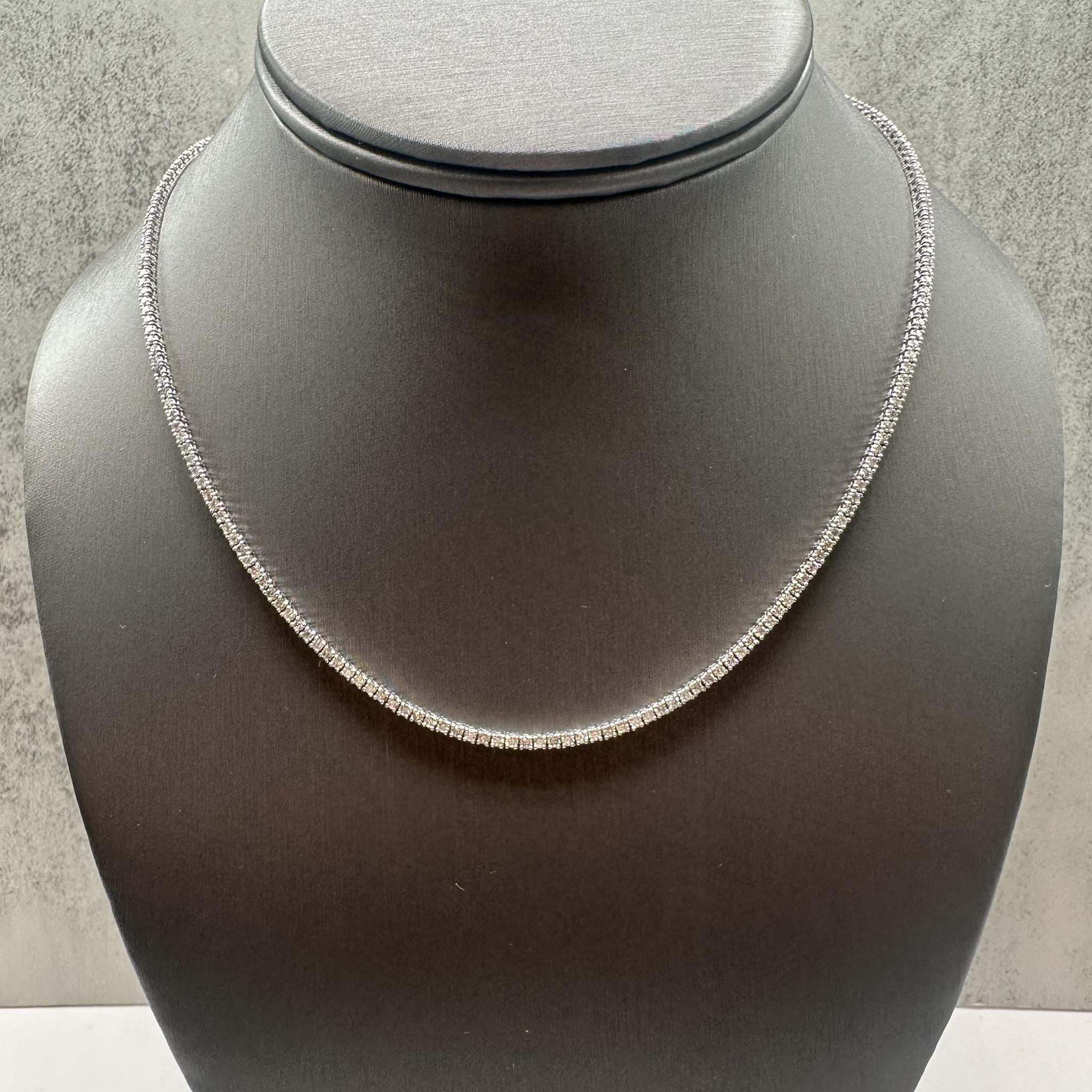 Natural Diamond Tennis Necklace 14K White Gold 4.01ctw 16.25in New