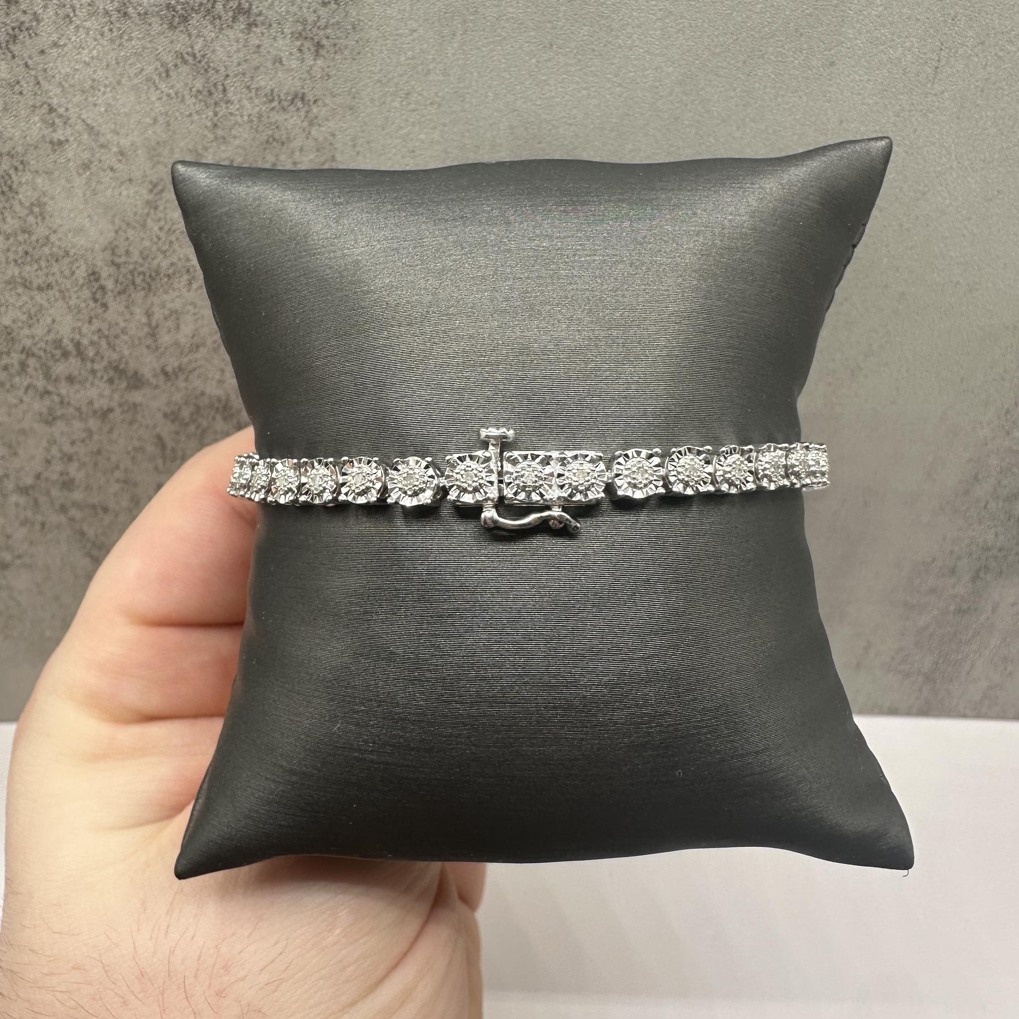 Diamond Tennis Bracelet in Sterling Silver – 0.25ctw, 7in, New