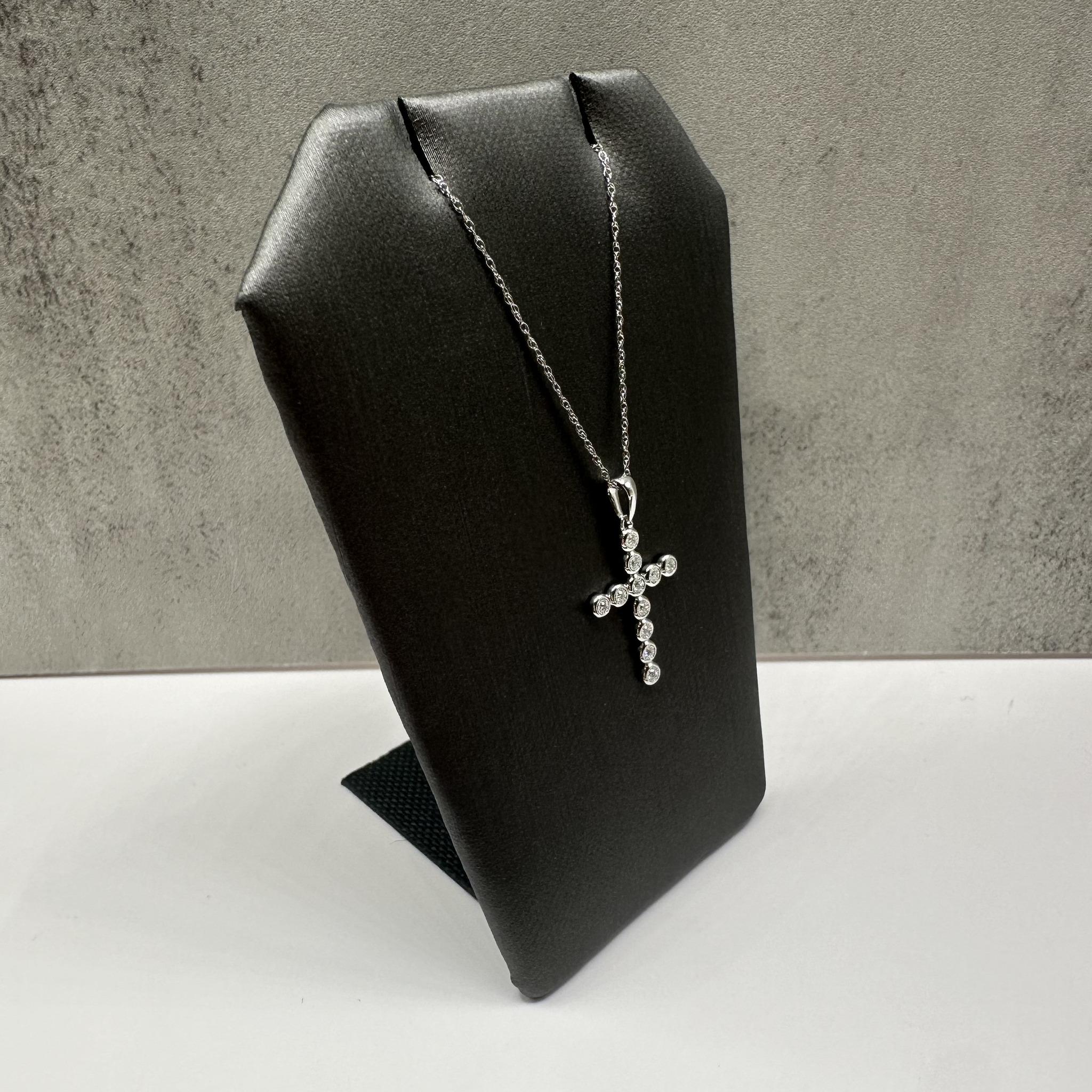 Diamond Cross Necklace in 14kt White Gold – 0.07ctw, 18in, New