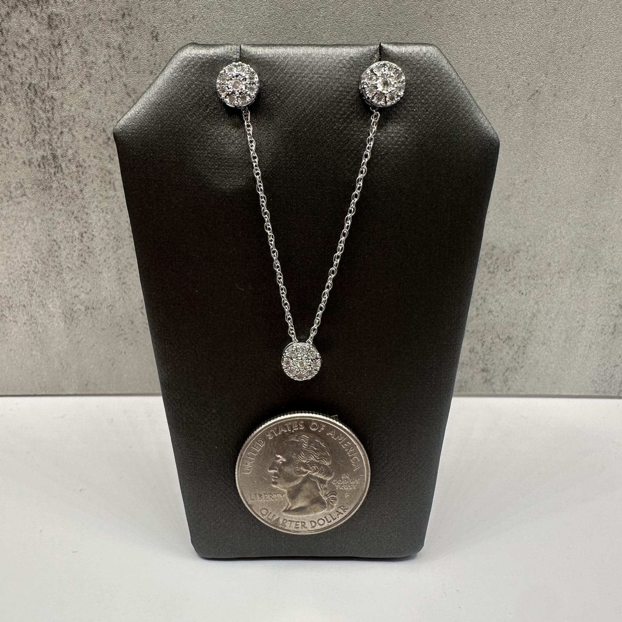 Diamond Earrings Necklace Set Sterling Silver 0.18ctw 18in New