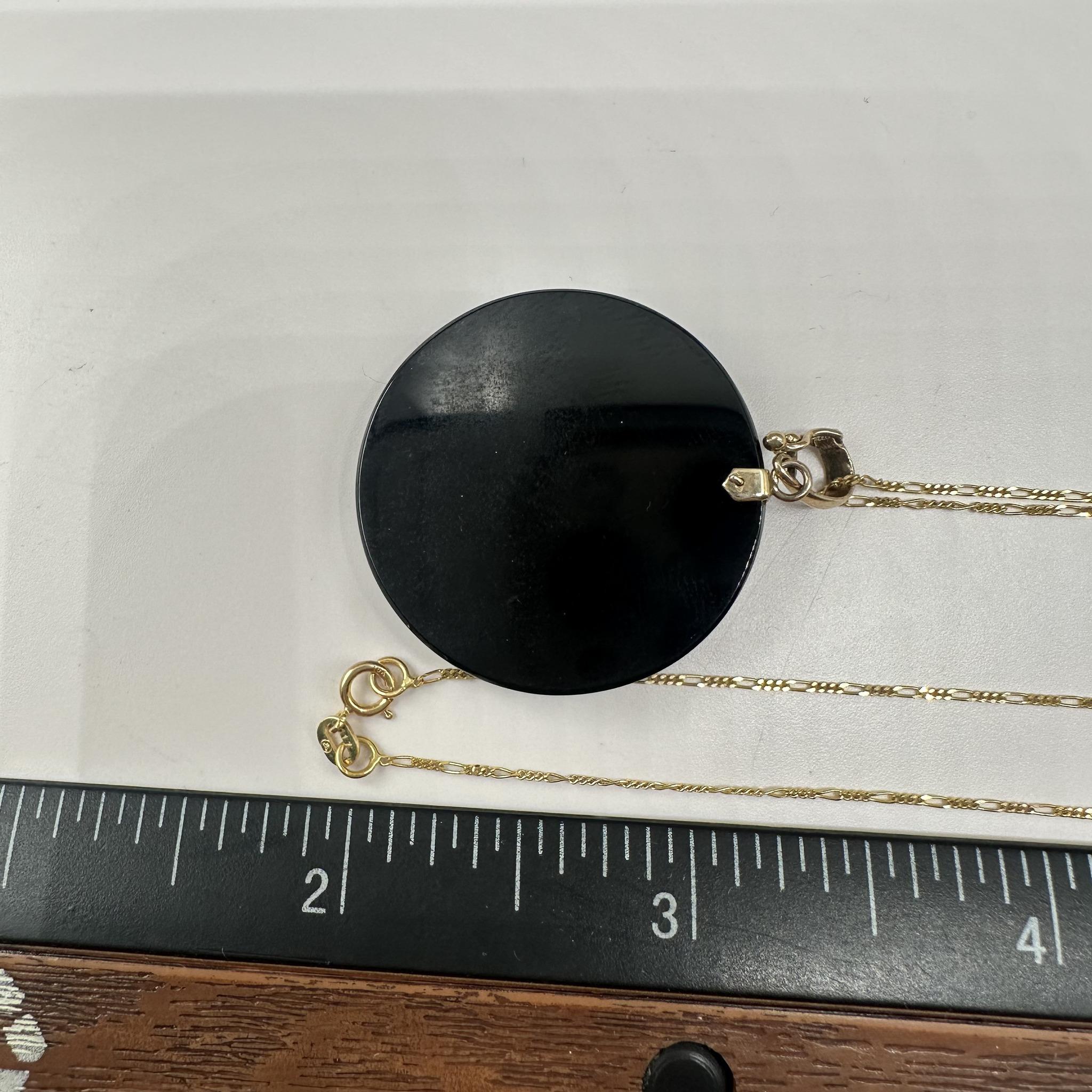 Black Onyx Necklace in 10kt Yellow Gold – Enhancer Bail, 18in, New