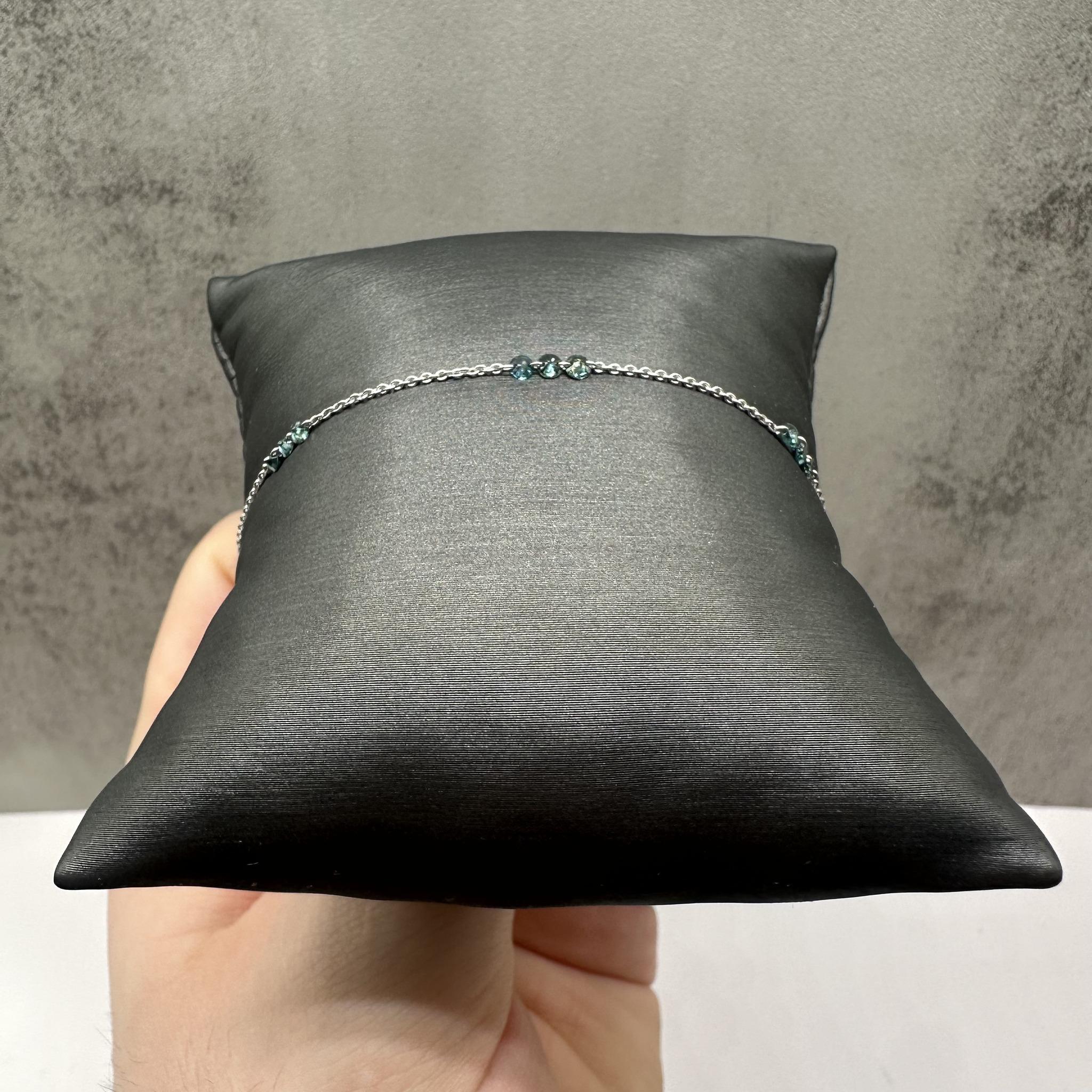 Blue Diamond Station Bracelet 14K White Gold 0.80ctw Adjustable New