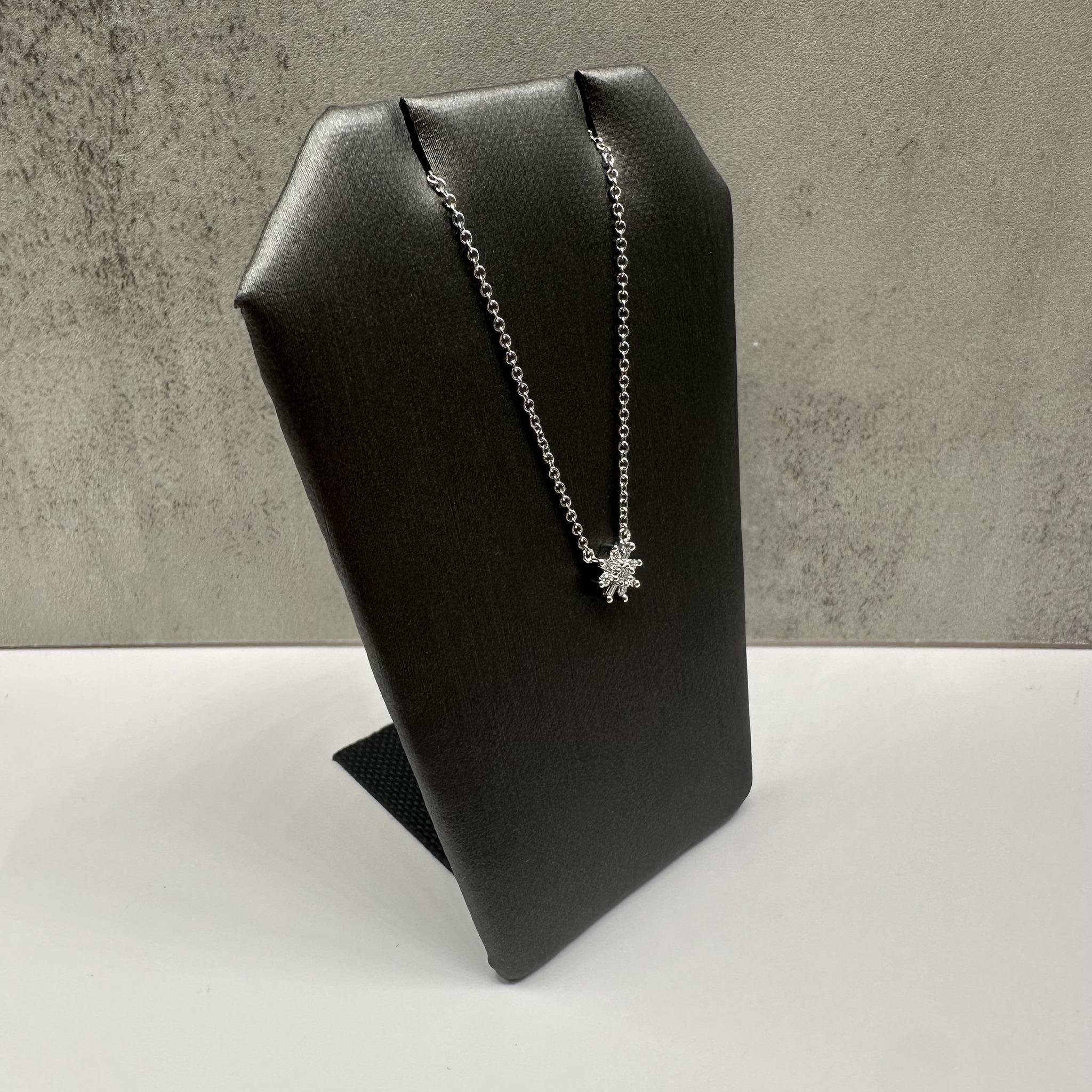 Diamond Snowflake Necklace 10K White Gold 0.10ctw 16.25in New