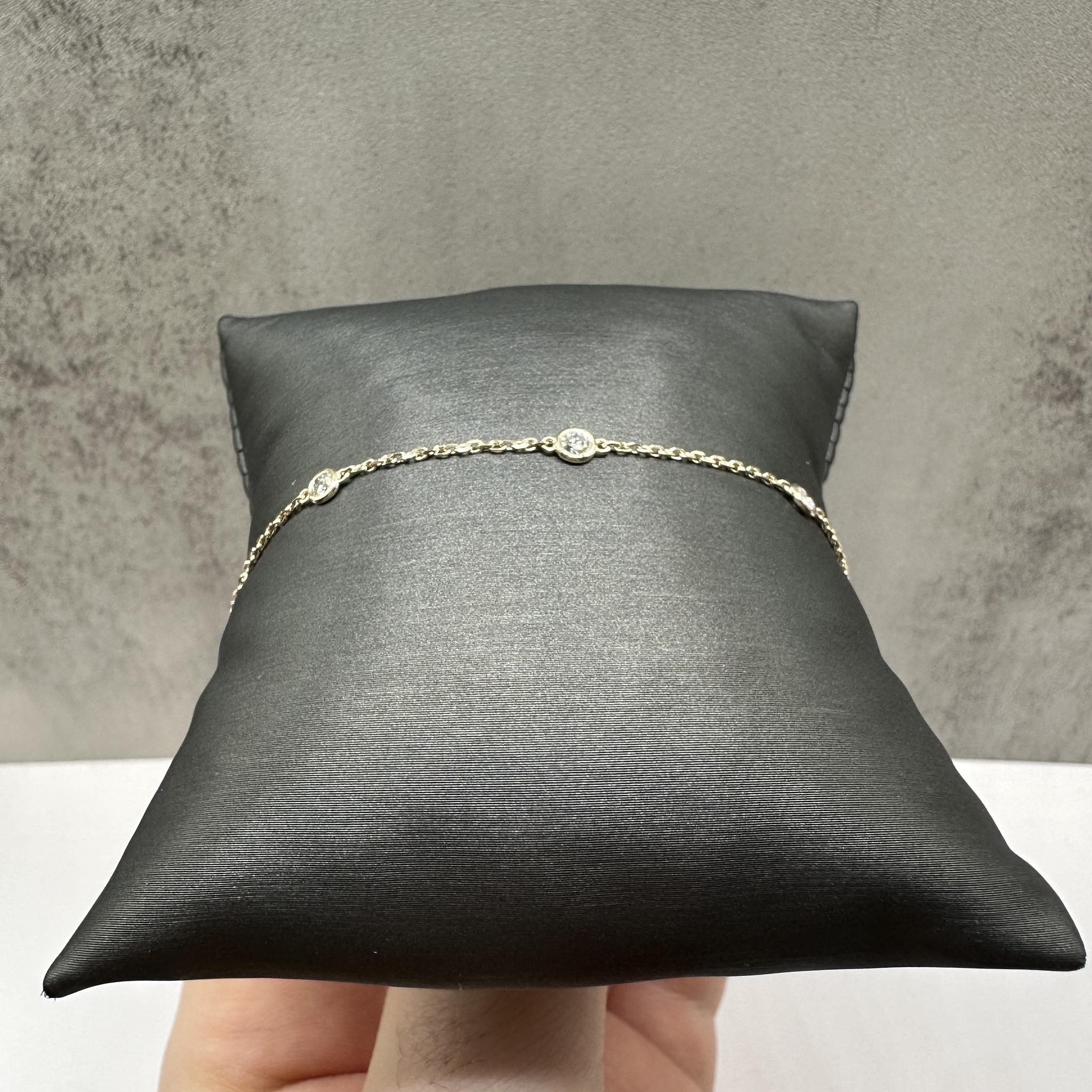 Diamond Station Bracelet in 14kt Yellow Gold – 0.33ctw, 7in, New