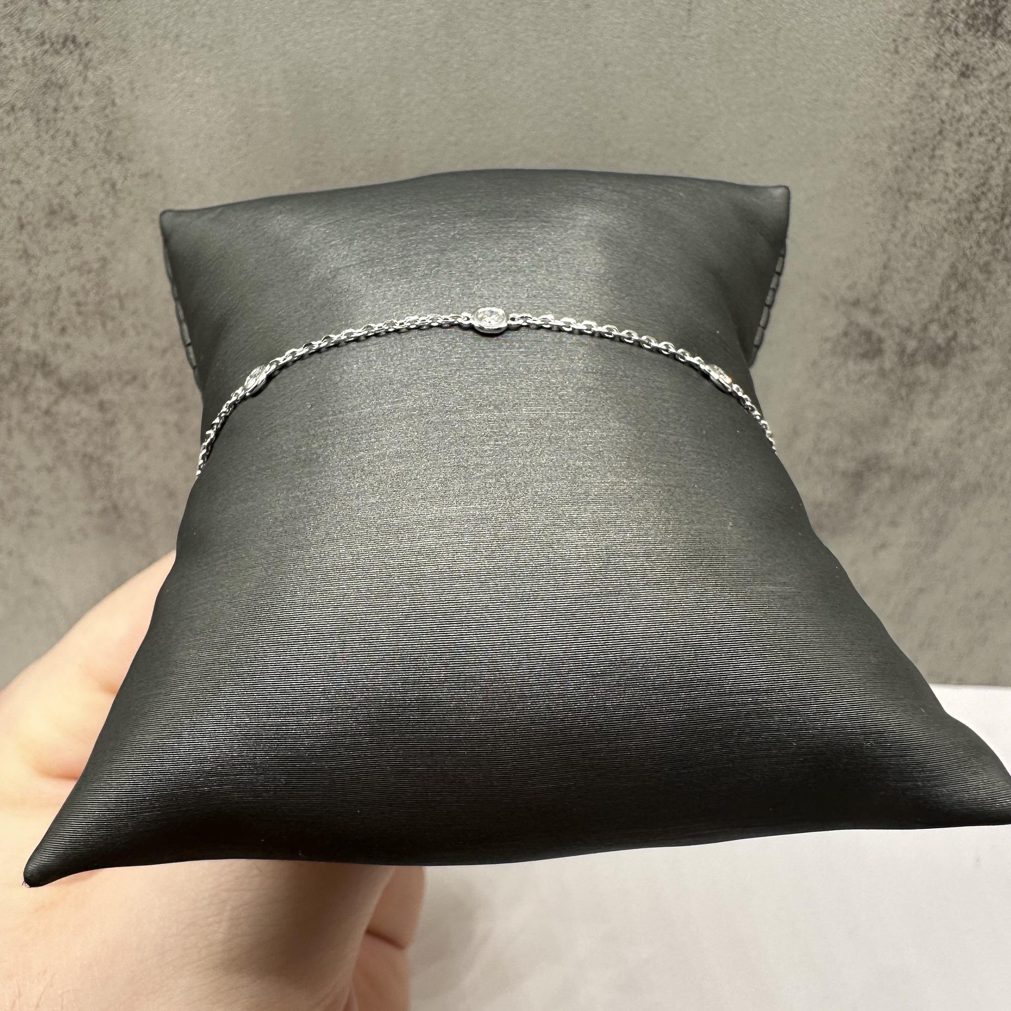 Diamond Station Bracelet in 14kt White Gold – 0.22ctw, 7in, New