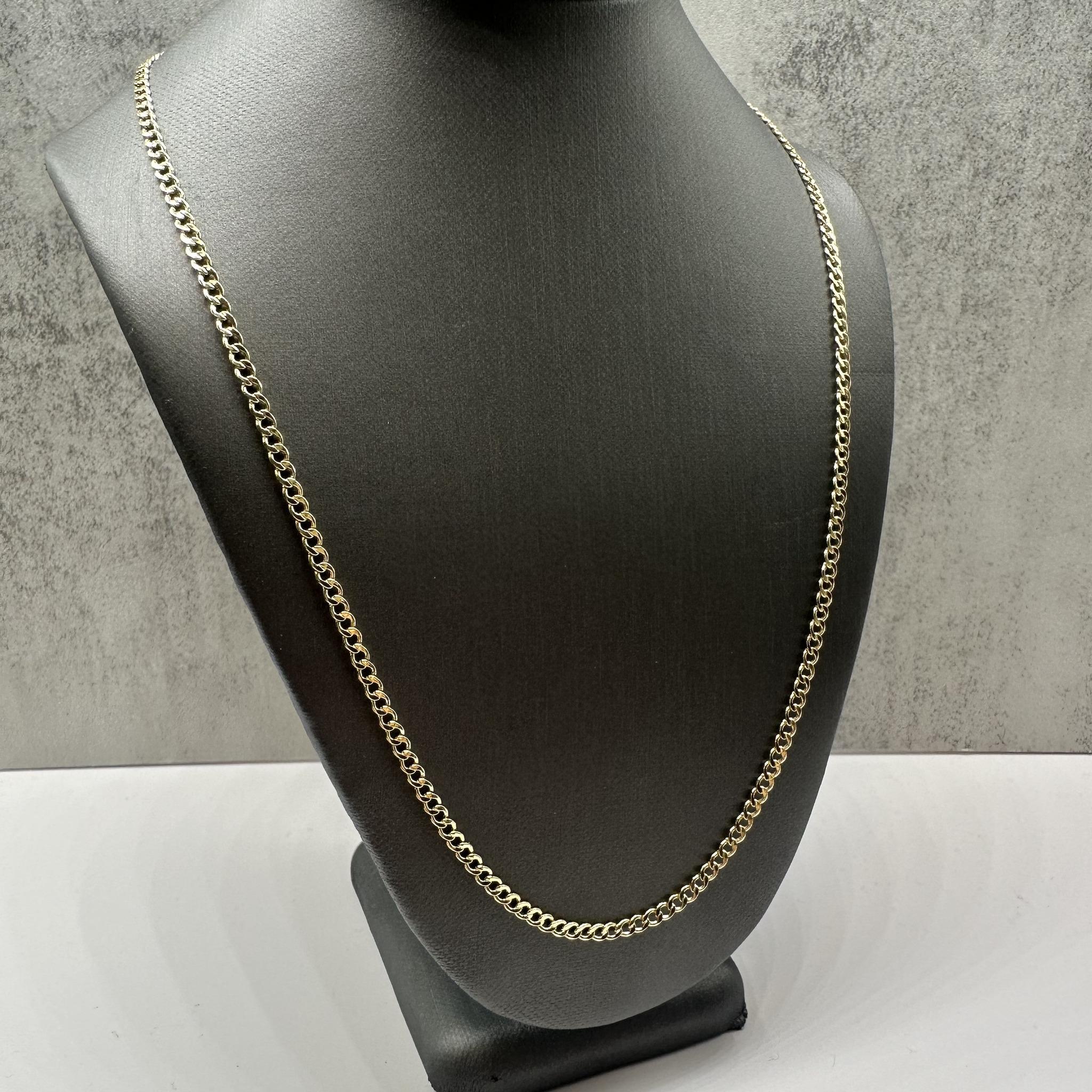 14K Yellow Gold Curb Chain 18in 2.6mm New